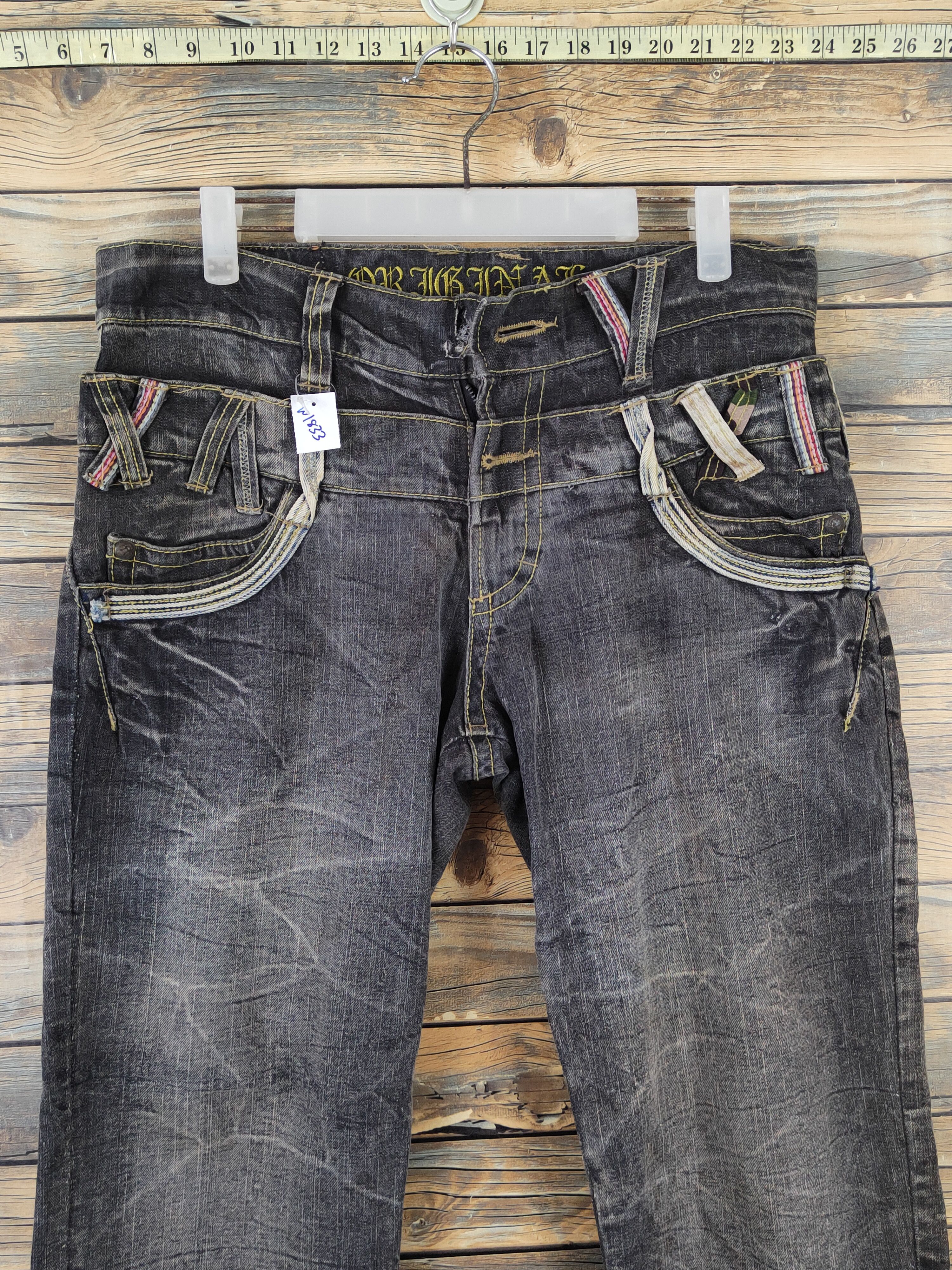 Japanese Brand Original Black Faded Distressed Short Jeans #W1833 Size US 31 - 2 Thumbnail