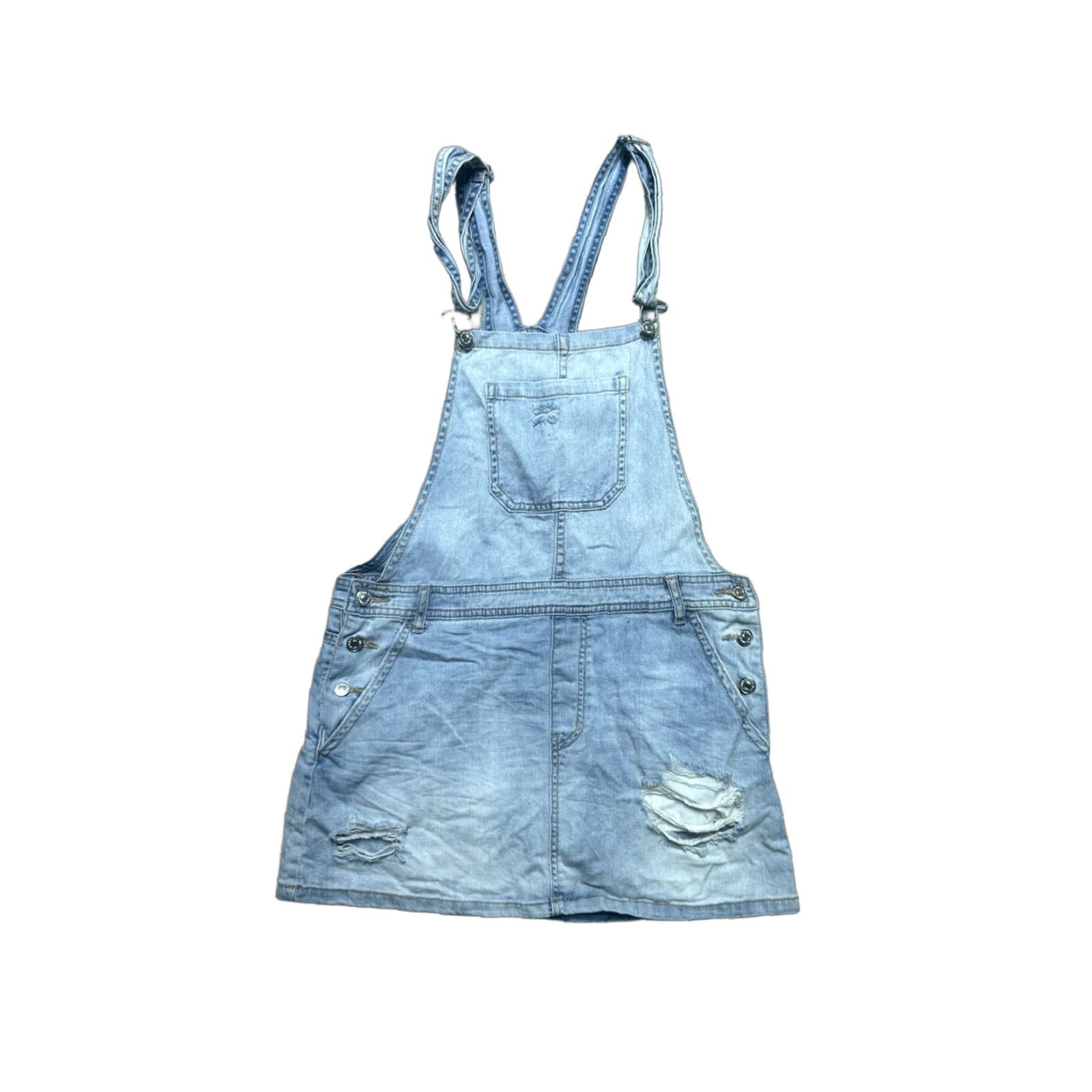 Forever 21 FOREVER 21 denim shortalls overalls skirt distressed dress jumper women’s M blue denim skirt one-piece Size M / US 6-8 / IT 42-44 - 1 Thumbnail