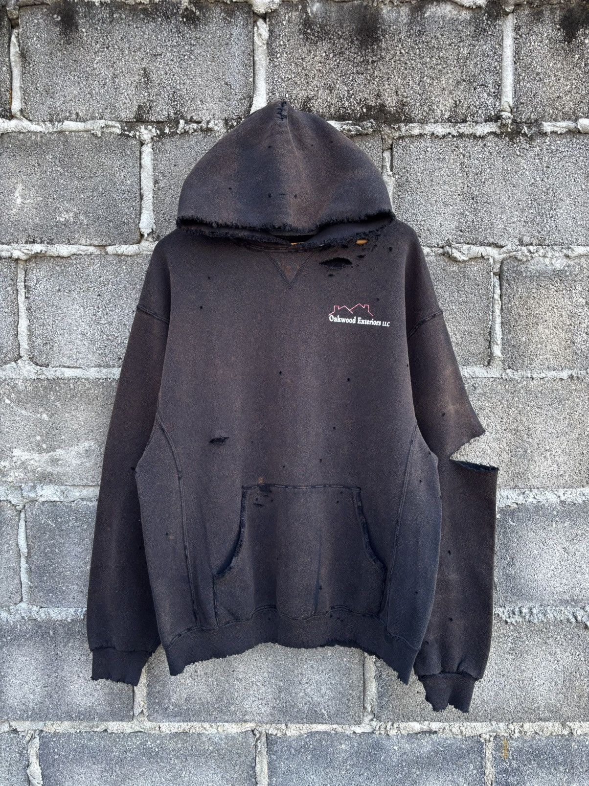 Vintage Thrashed Faded Distressed Hoodie Grunge Size US L / EU 52-54 / 3 - 3 Thumbnail