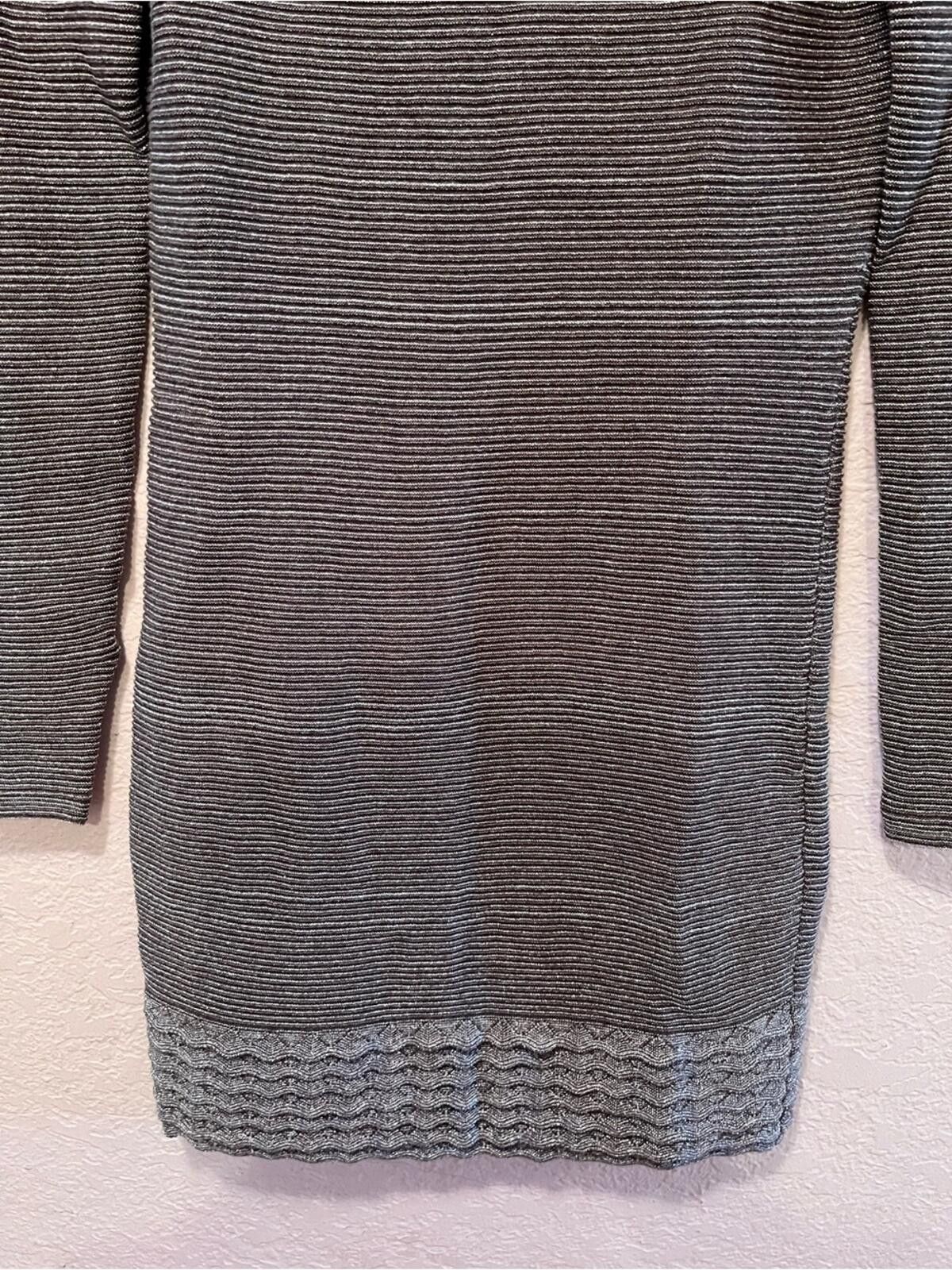 Club Monaco Moda Gray Ribbed Long-Sleeve Knit Dress Size S / US 4 / IT 40 - 5 Thumbnail