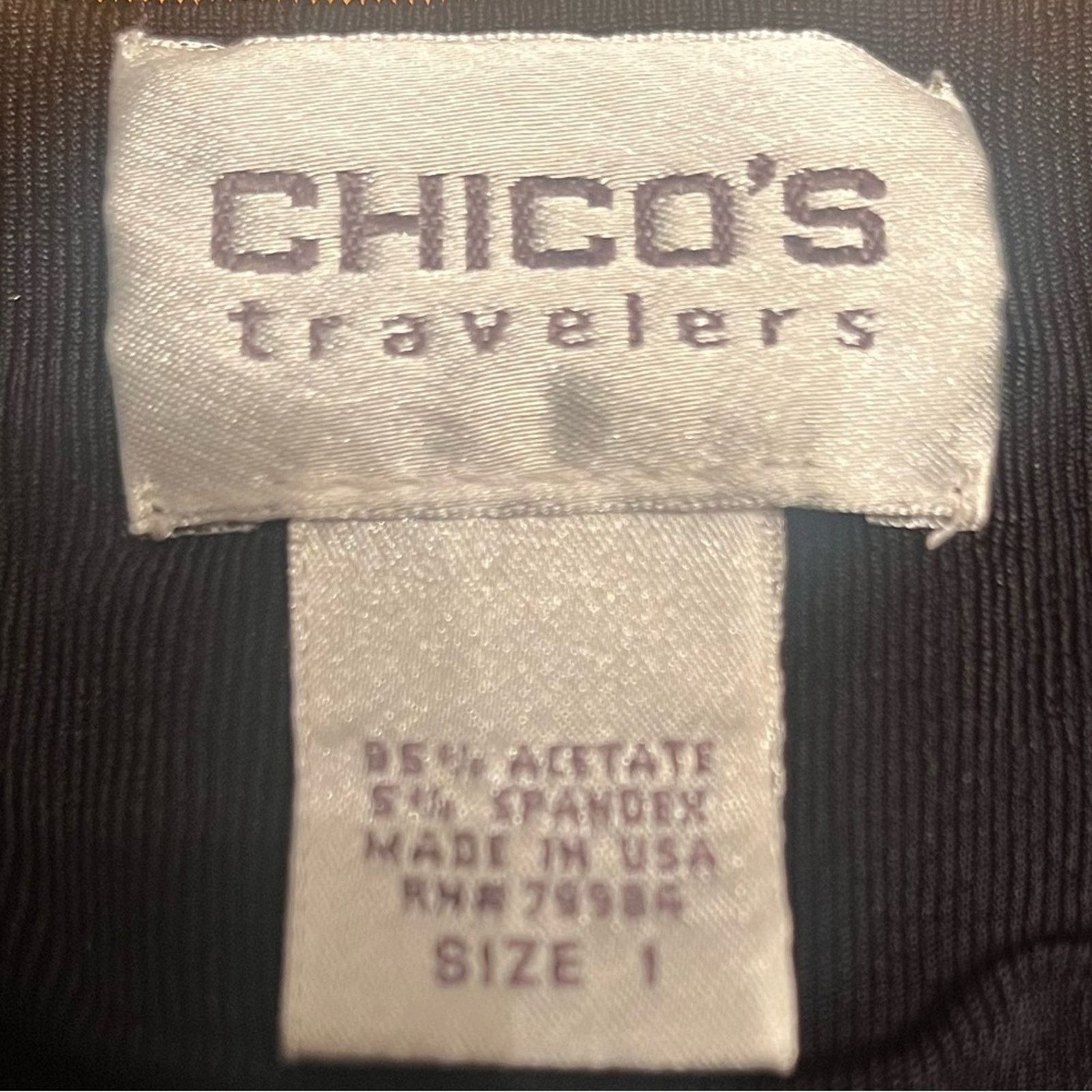 Chicos Chico's Classic Black V-neck cap sleeve Top, size 1 (8) Size M / US 6-8 / IT 42-44 - 3 Thumbnail