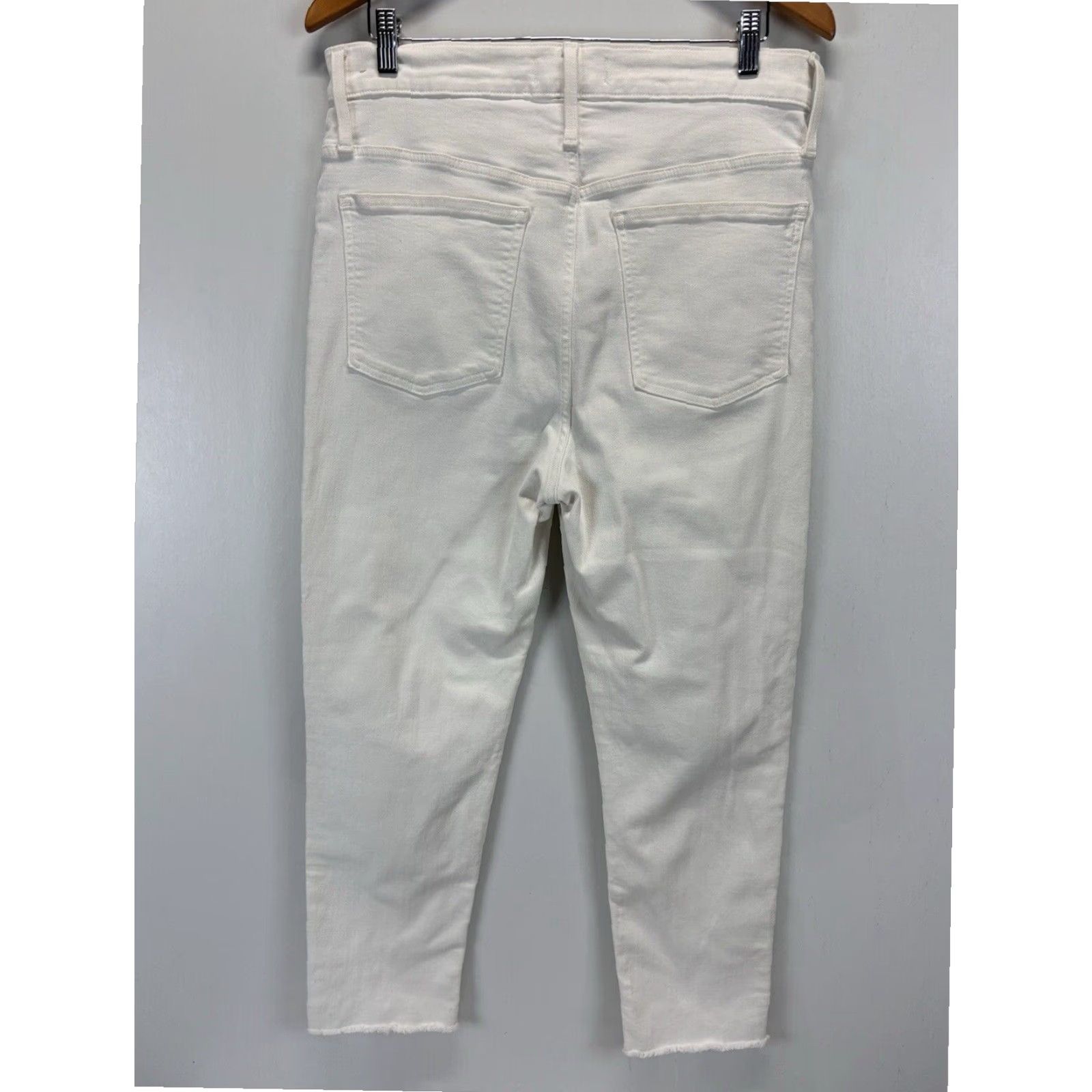 Madewell VINTAGE Madewell Women's Cropped Jeans Sz 31 Ivory Cotton Blend Raw Hem Size 24" / US 00 / IT 34 - 3 Thumbnail