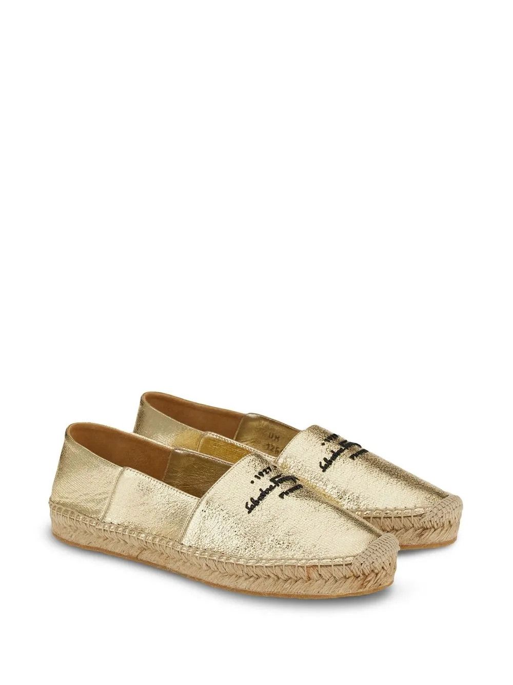 Salvatore Ferragamo o1y0426 Logo Espadrilles in Gold Size US 10.5 / IT 40.5 - 2 Thumbnail