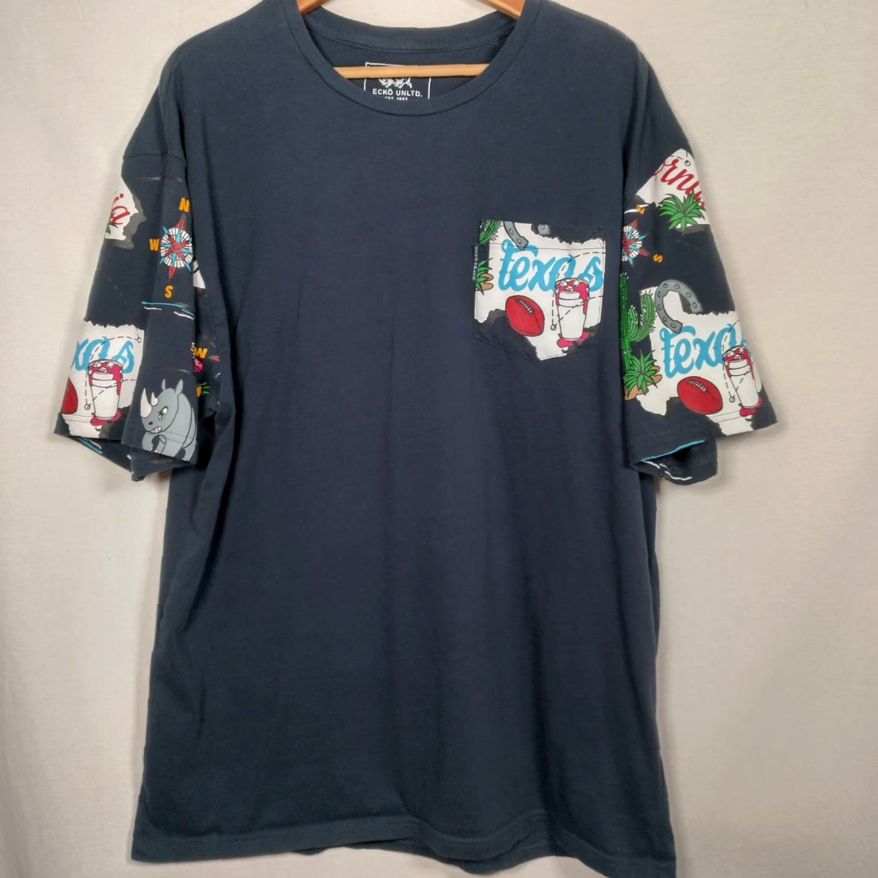 Ecko Unltd. VINTAGE ECKO UNLTD Shirt XXL Blue Cactus Football Graphic Streetwear Mens Size US XXL / EU 58 / 5 - 2 Thumbnail