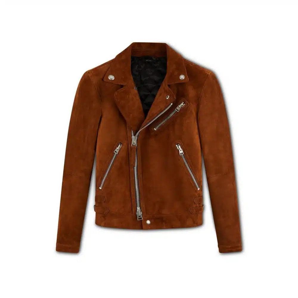 Tom Ford o1loc1c0226 TFL828 Suede Asymmetrical Biker Jacket Brown Size US M / EU 48-50 / 2 - 1 Thumbnail