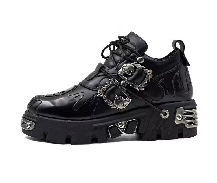 Japanese Brand Cyber Goth Platform Boots - Silver Buckle Hardware Size US 8.5 / EU 41-42 - 2 Thumbnail