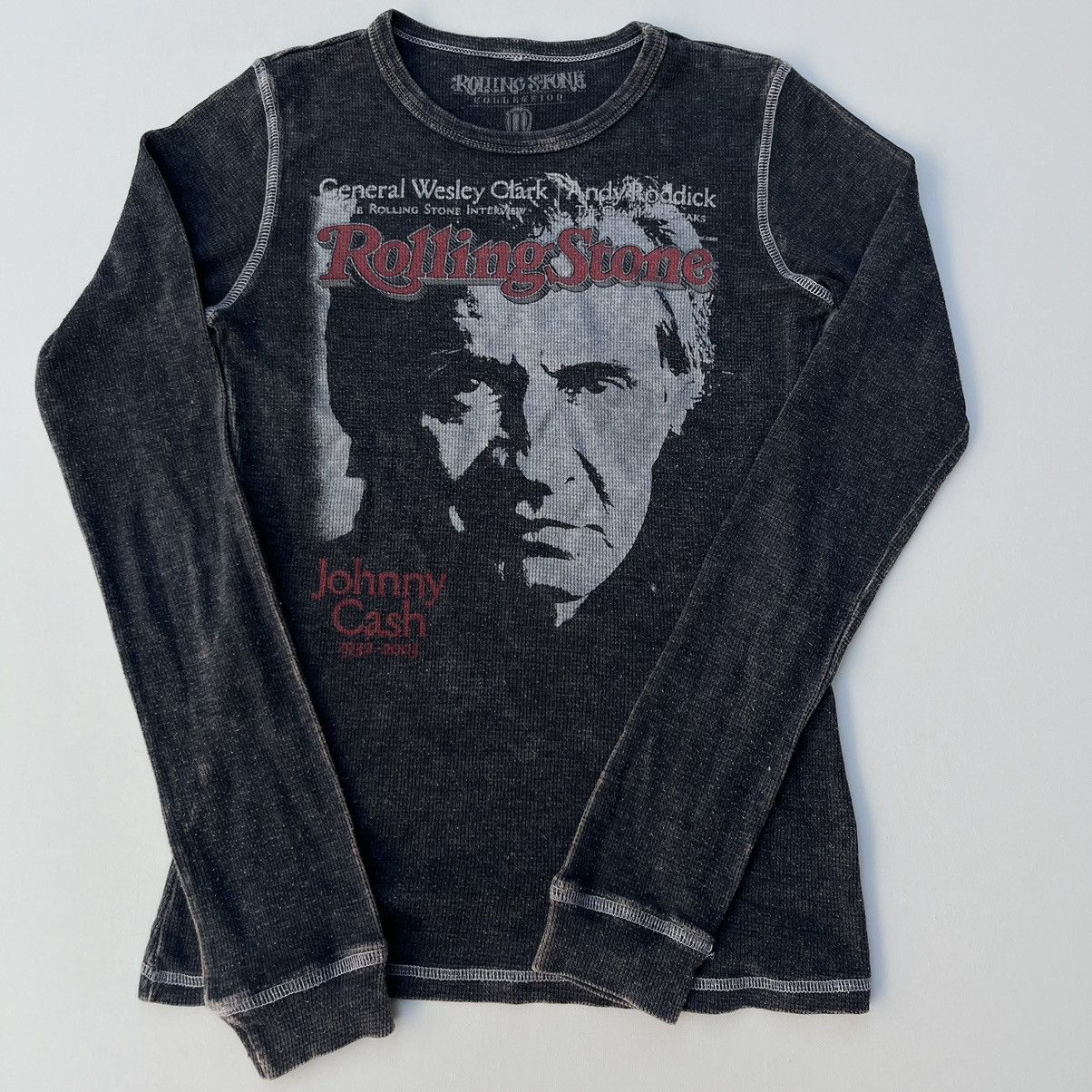Band Tees × Other × Vintage 2000s Johnny Cash Magazine Cover Waffle Knit Size US M / EU 48-50 / 2 - 2 Thumbnail