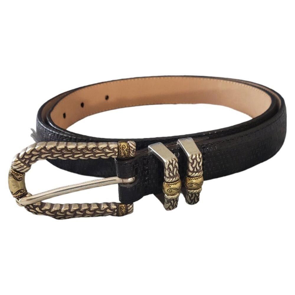 Brighton Brighton Vintage Black & Silver Tone Ladies Leather Belt L Size ONE SIZE - 1 Thumbnail