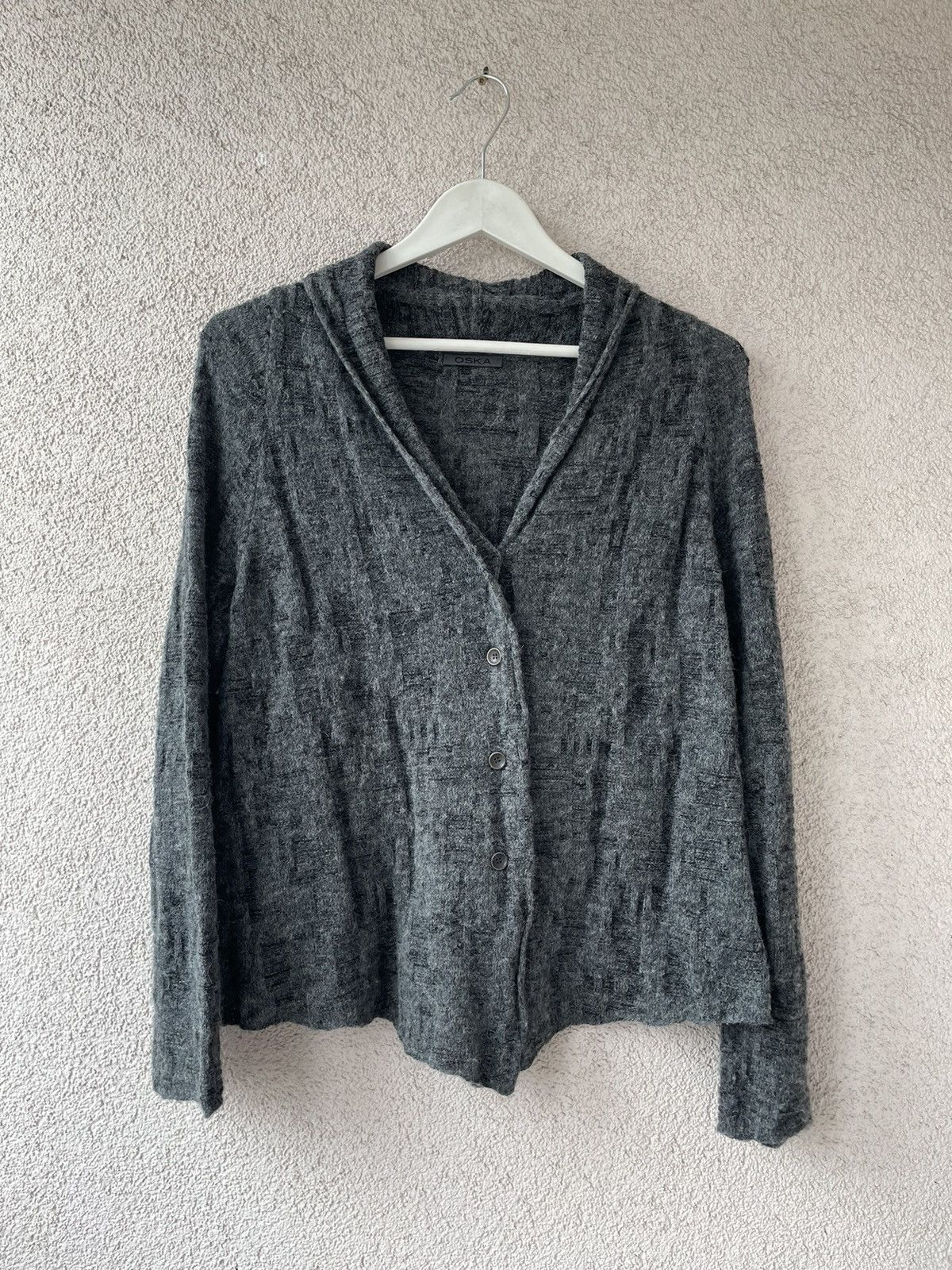 OSKA OSKA Grey Linen/Alpaca/Wool Soft Women Cardigan Size 1/S-M Size S / US 4 / IT 40 - 1 Thumbnail