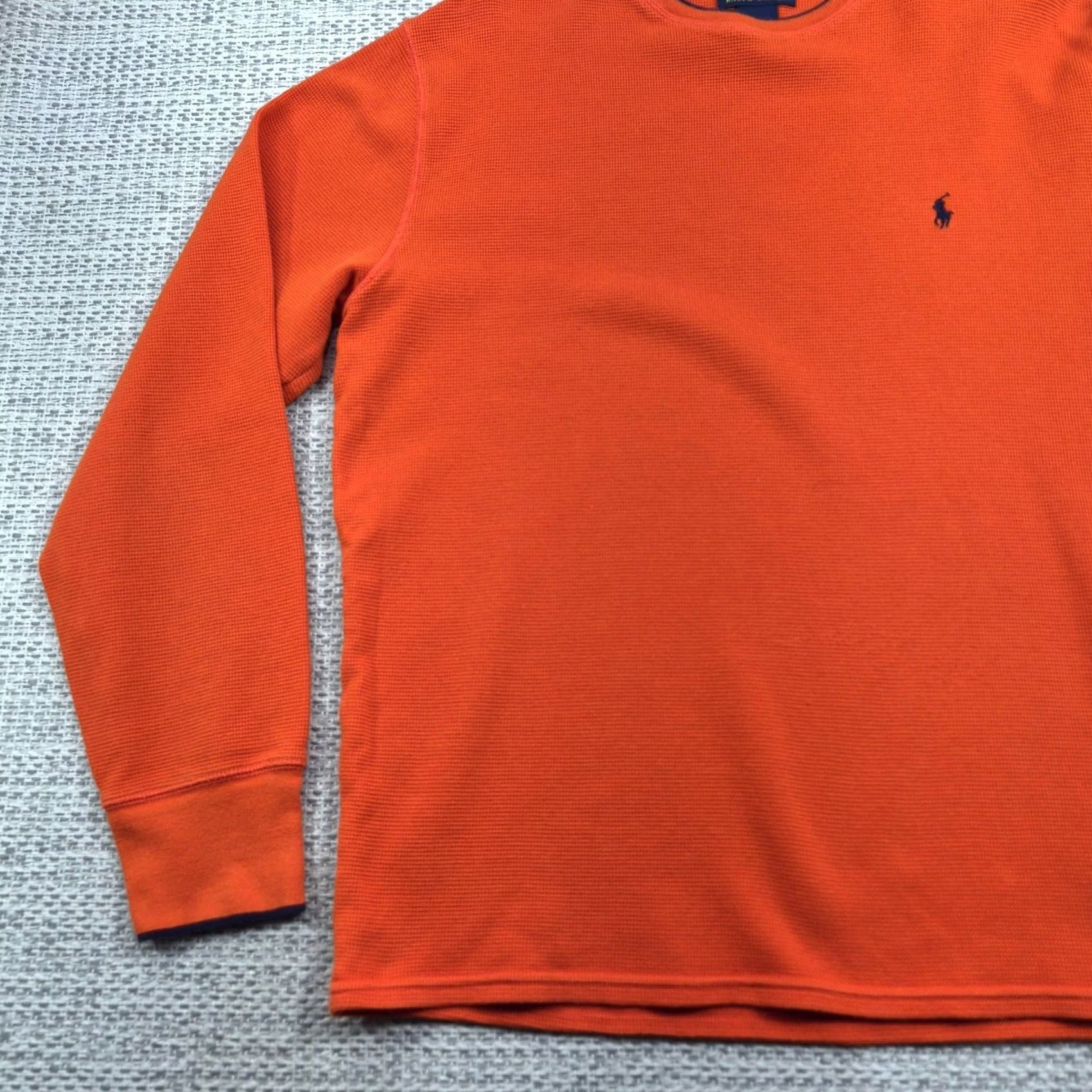 Polo Ralph Lauren Polo Ralph Lauren Shirt Mens Large Orange Long Sleeve Thermal Waffle Crew Top Size US L / EU 52-54 / 3 - 3 Thumbnail