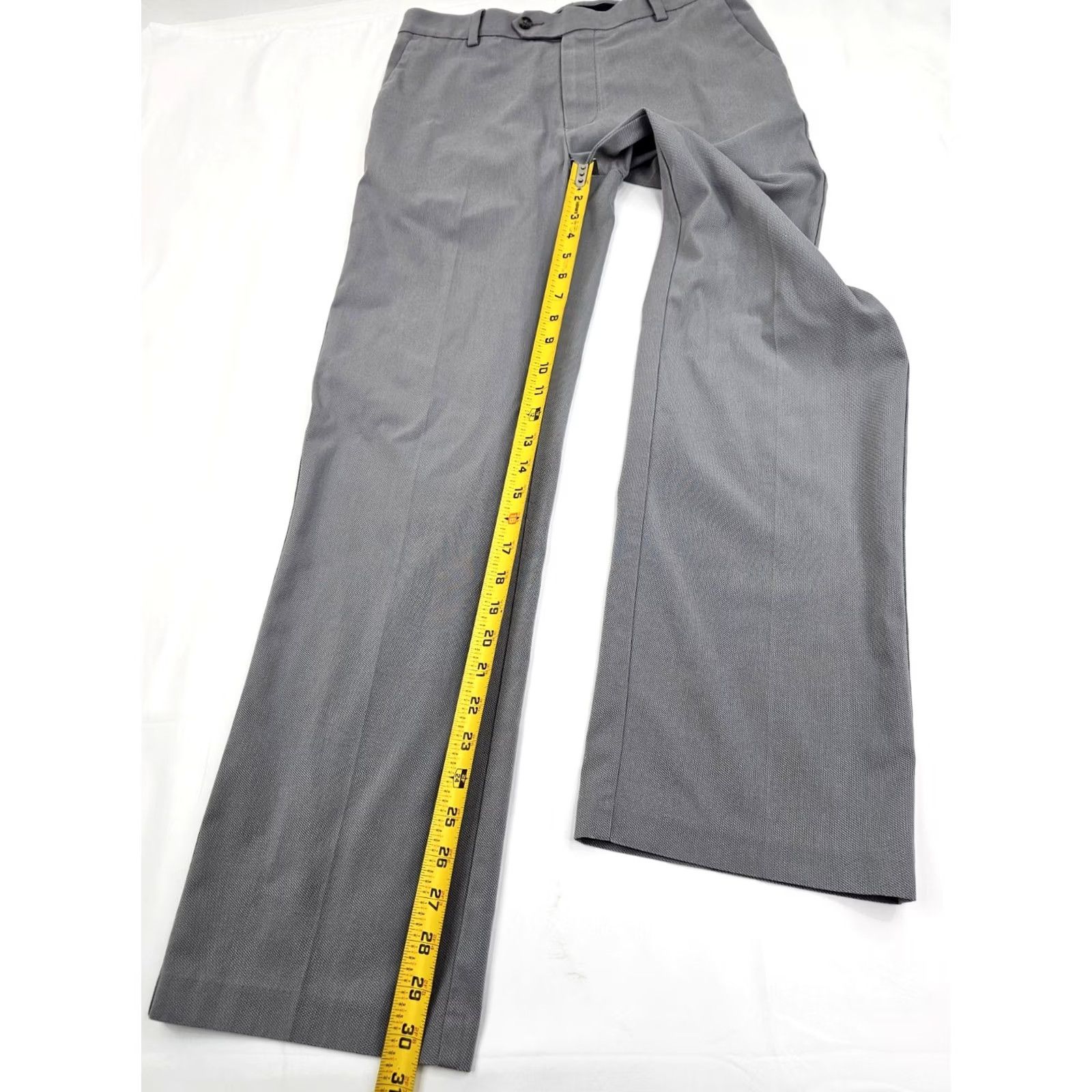 Roundtree & Yorke Roundtree & Yorke Travel Smart Cotton Flat Front Pants Men 32x32 Gray Slim Straight Front Flat уча Size US 32 / EU 48 - 3 Thumbnail