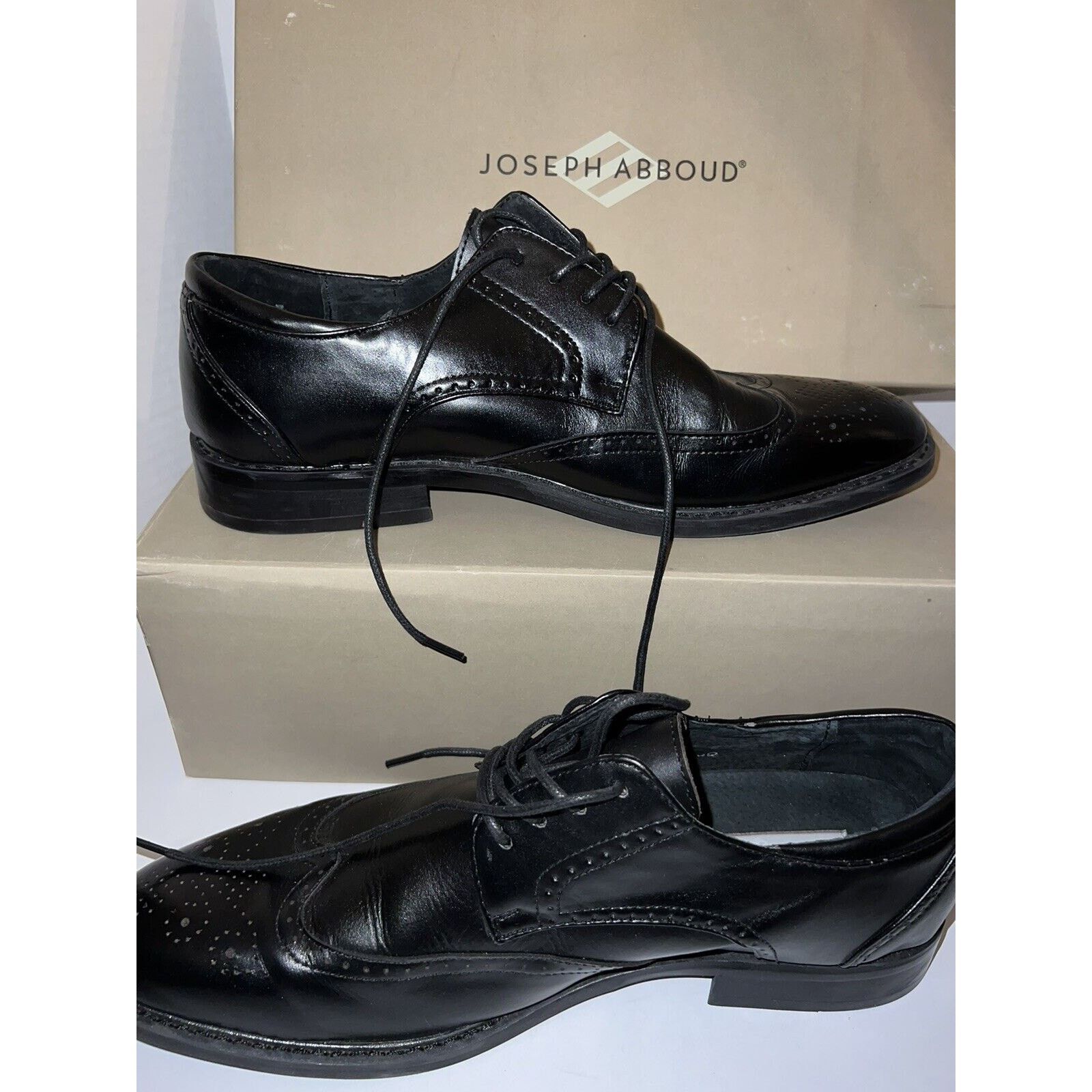 The Unbranded Brand Joseph Abound Men's Black Leather Wingtip Oxford Size 10D Size US 10 / EU 43 - 1 Thumbnail