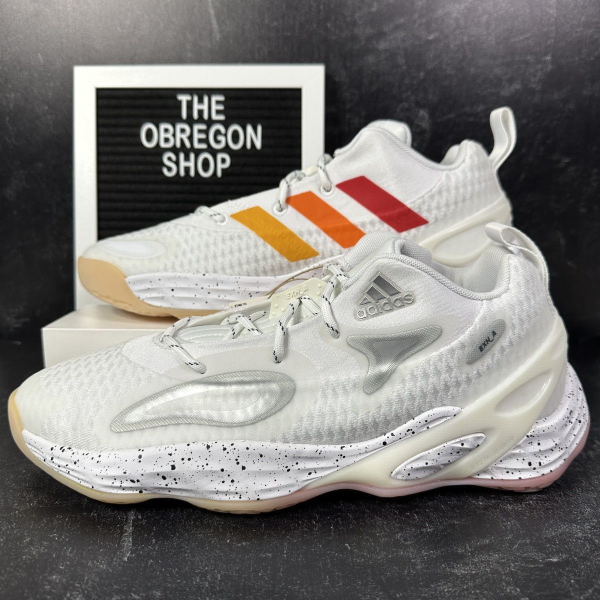 Adidas ADIDAS EXHIBIT A MIAMI HEAT MENS BASKETBALL SPECKLED WHITE Size US 10 / EU 43 - 1 Thumbnail