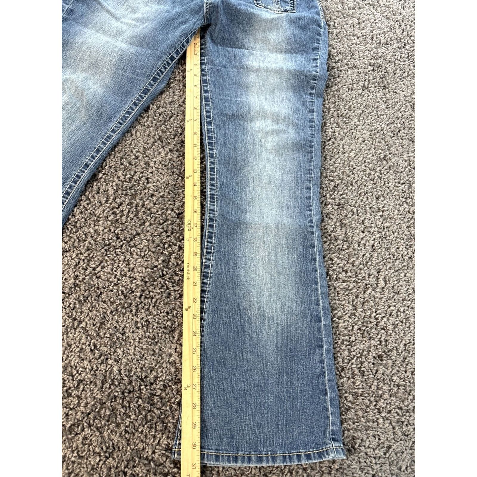 Vintage VINTAGE Angels Jeans Womens 32x31 Low Rise Light Wash Distressed Bootcut Inseam 31 in Blue Bohemian Womens Size 24" / US 00 / IT 34 - 2 Thumbnail