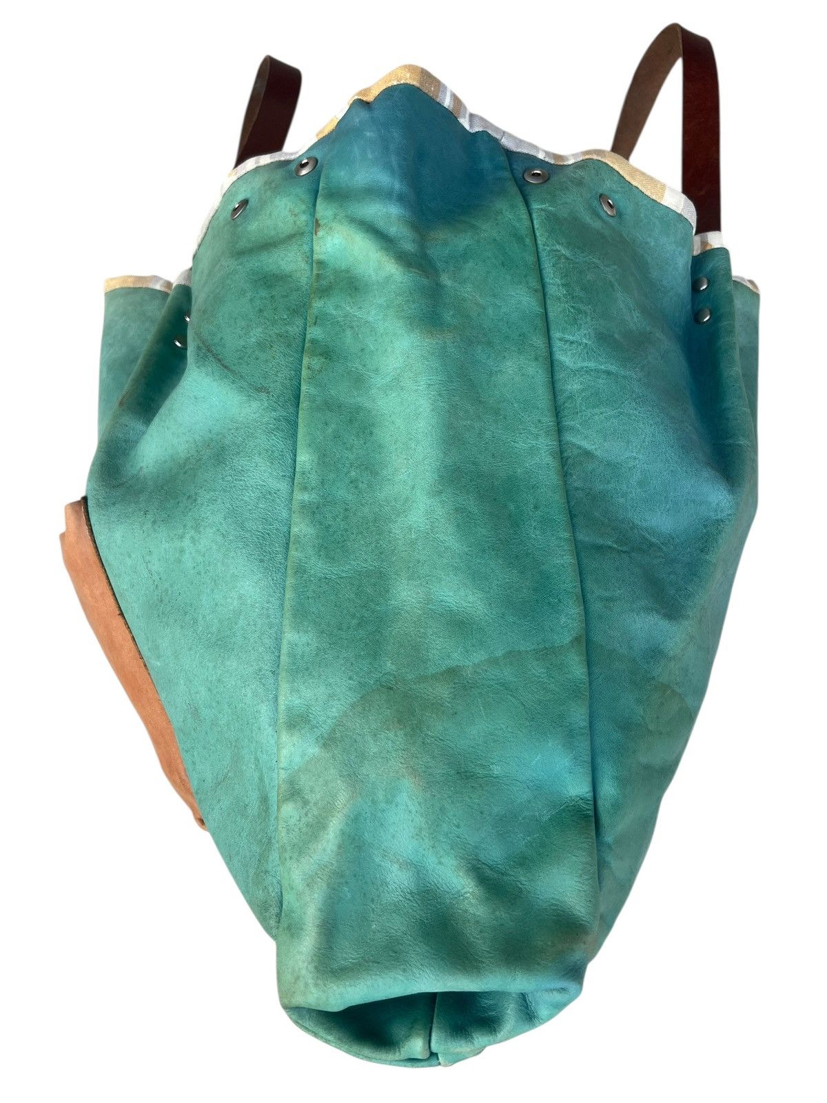 Leather Vintage Icaru Japan Faded Distressed Patina Leather Tote Bag Size ONE SIZE - 8 Thumbnail