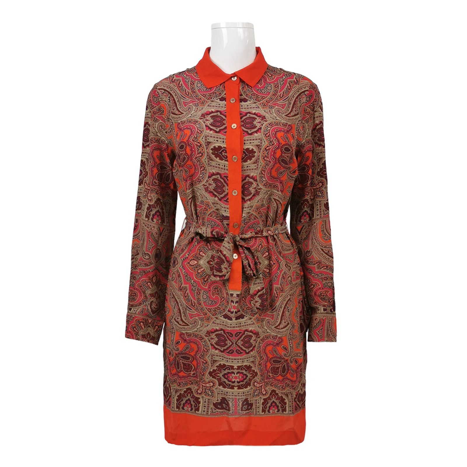 Weekend Max Mara Weekend Max Mara Silk Contrast Collar Paisley Dress US4 Size S / US 4 / IT 40 - 1 Thumbnail