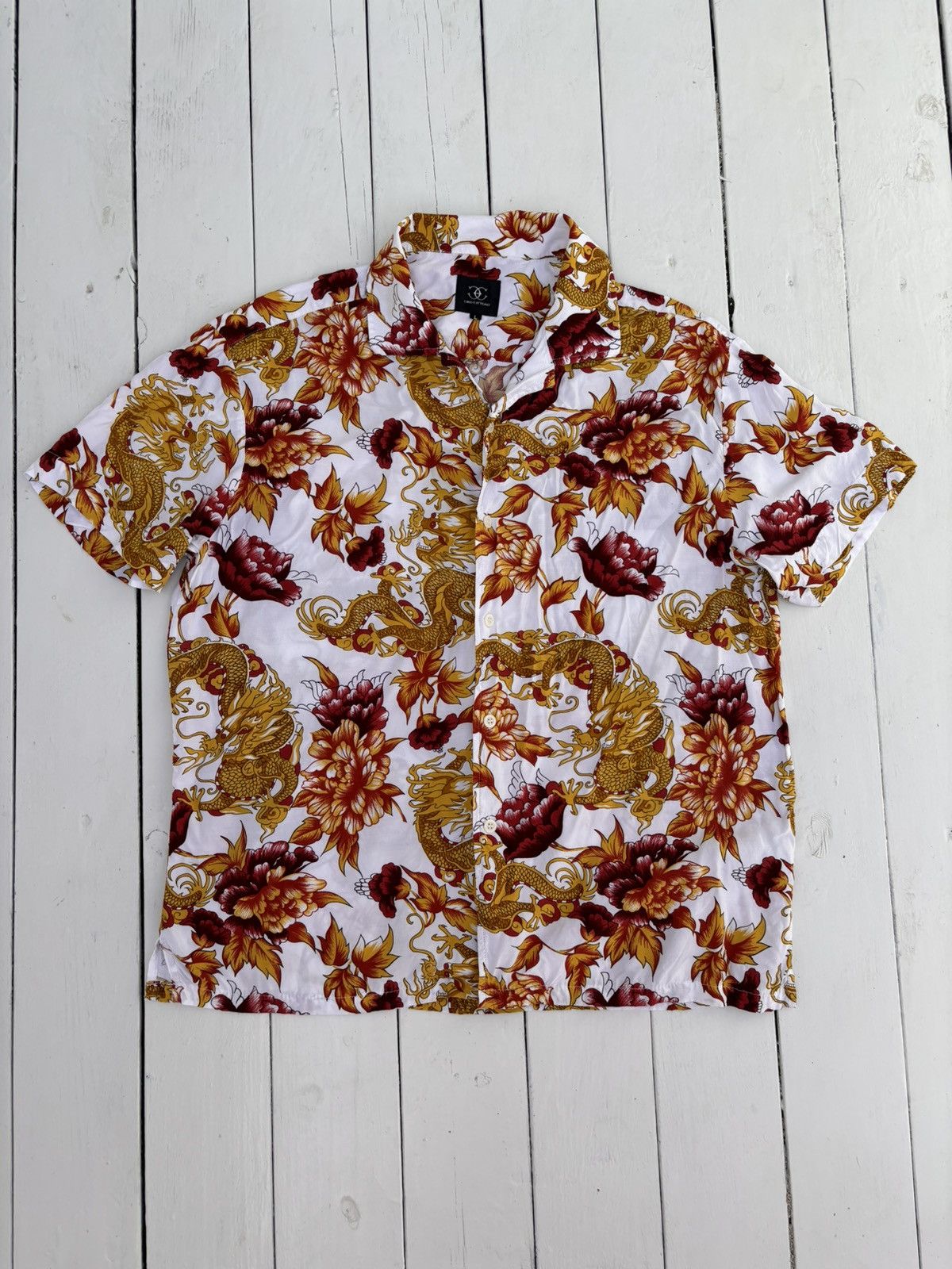 Vintage Ciro Citterio Vintage Dragon Peony Floral Graphics SS Shirt Size US M / EU 48-50 / 2 - 1 Thumbnail