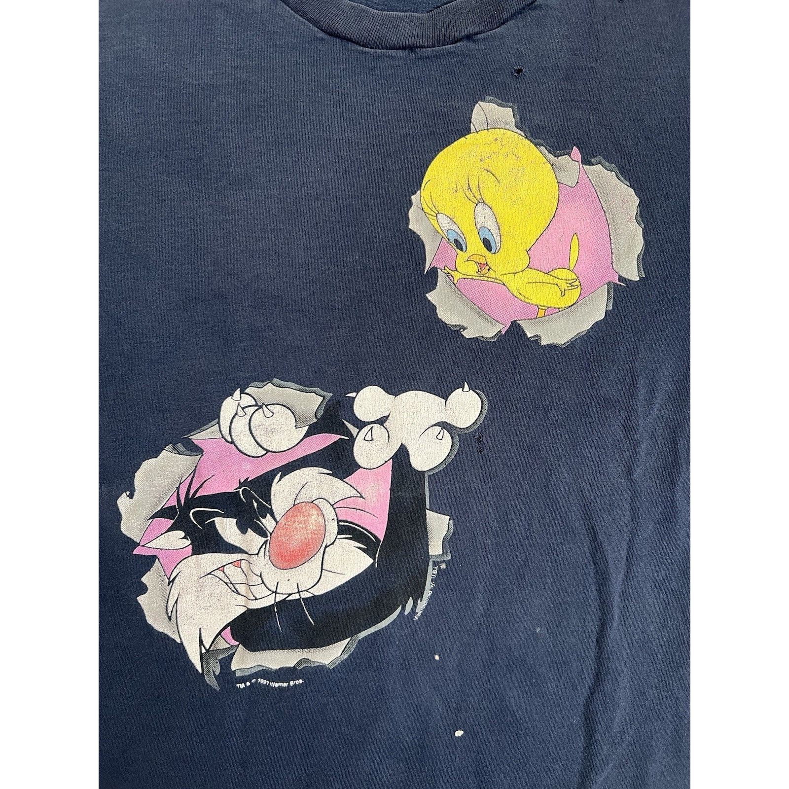 Vintage Vintage Looney Tunes Tweety & Sylvester 90s 1993 Single Stit Size US L / EU 52-54 / 3 - 2 Thumbnail