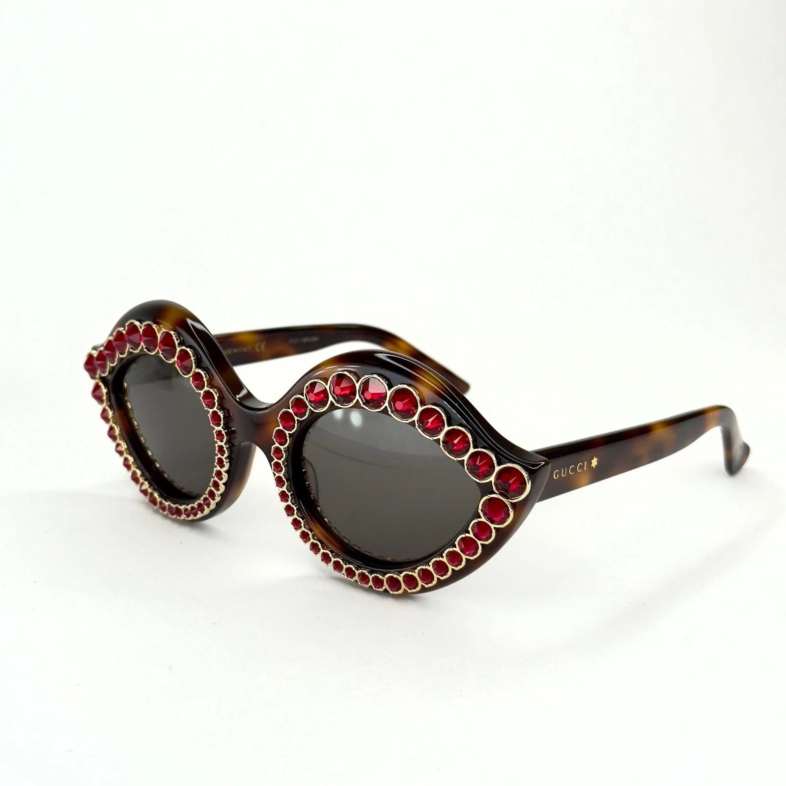 Gucci GUCCI GG0045S CRYSTAL 0045 LIPS Cat Eye Havana Sunglasses Size ONE SIZE - 6 Thumbnail