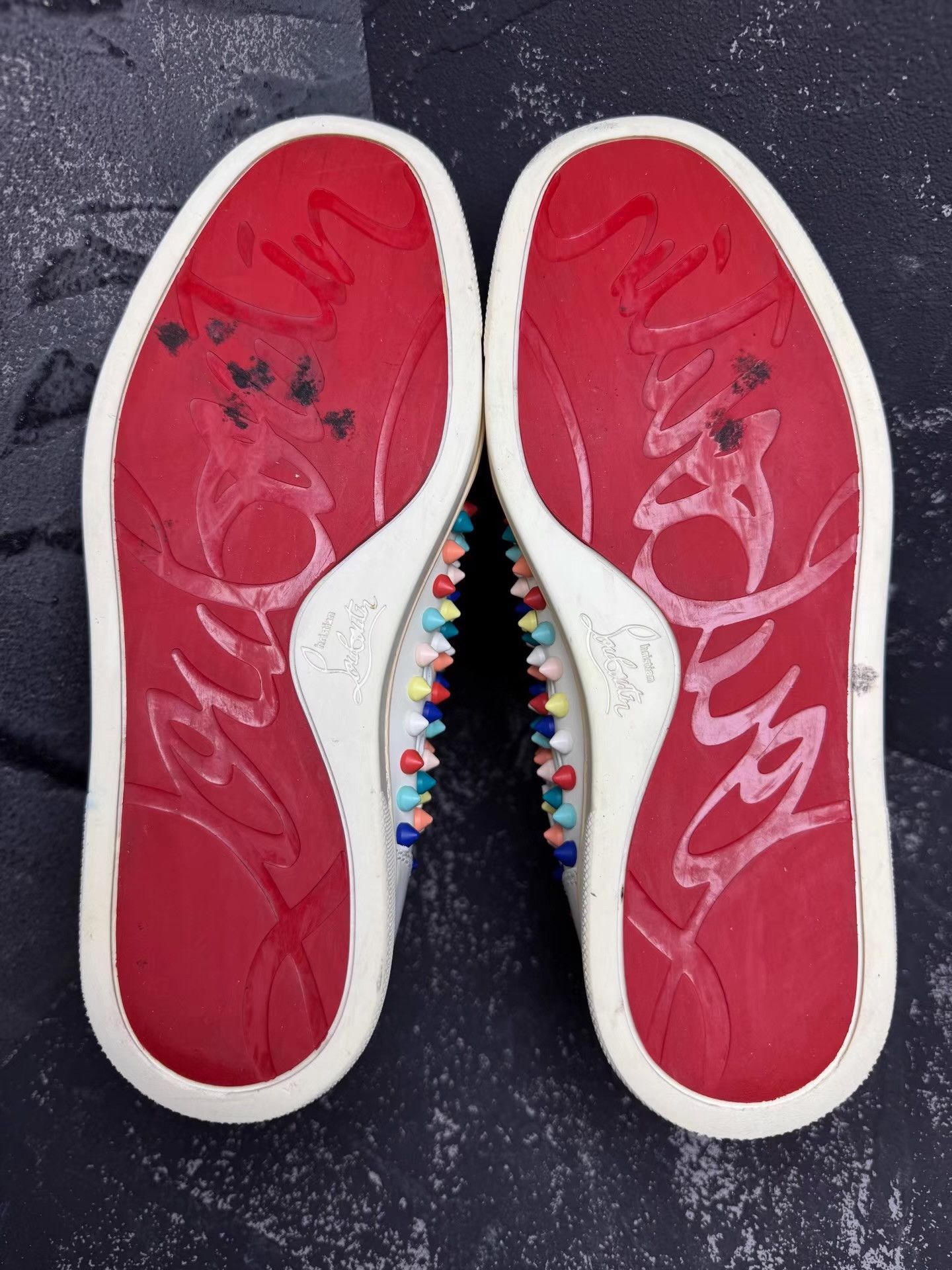 Christian Louboutin Christian Louboutin White High-Top Studs & Red Sole Q10 Size US 6.5 / IT 36.5 - 4 Thumbnail