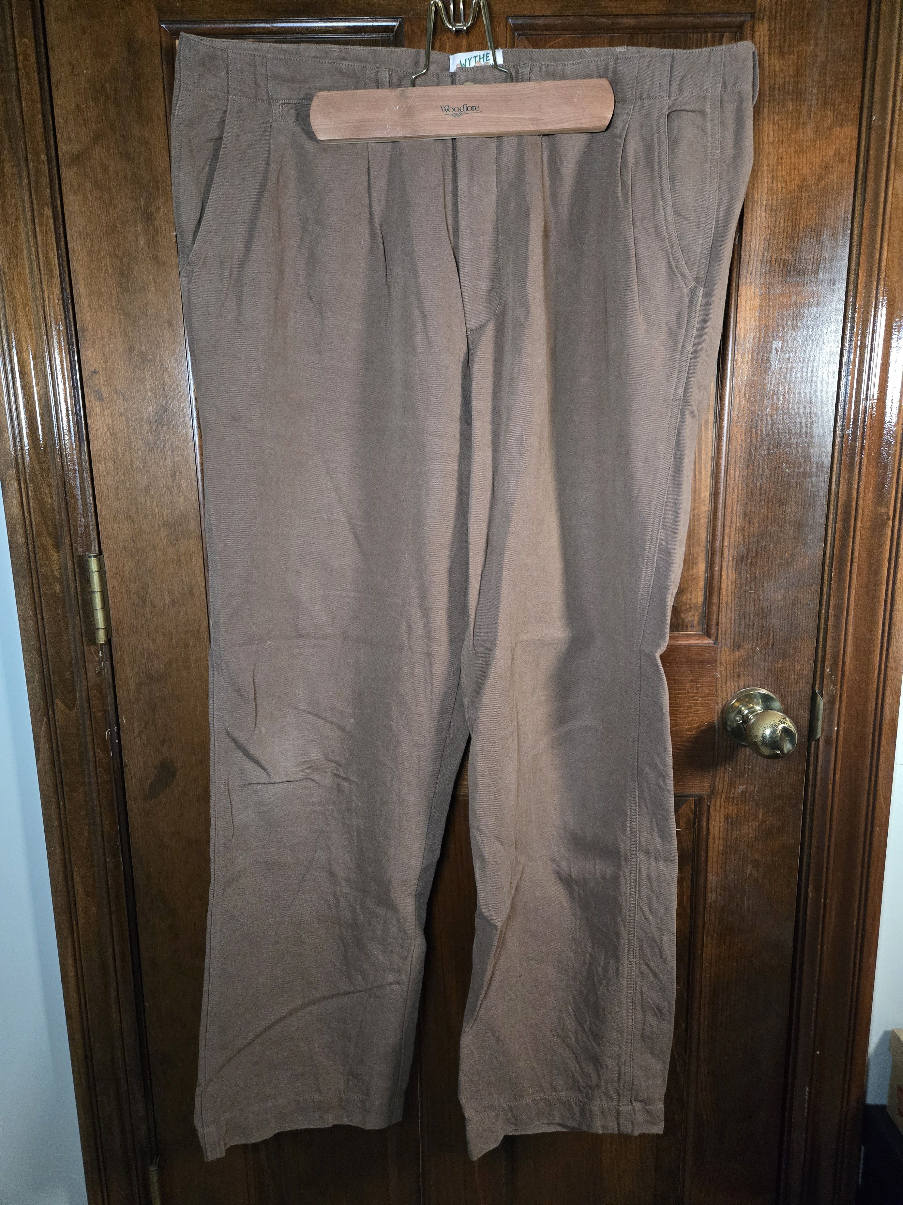 WYTHE Pleated Cotton Linen Twill Chino - Churro Brown - 36-38 Size US 38 / EU 54 - 1 Thumbnail