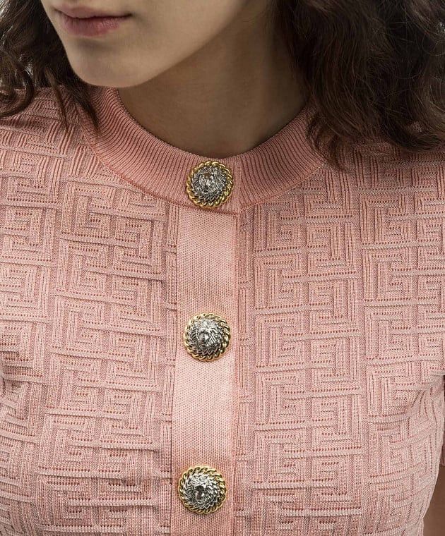 Balmain o1s1wg110725 Pb Labyrinth Knit Cardigan in Pink Size L / US 10 / IT 46 - 6 Thumbnail