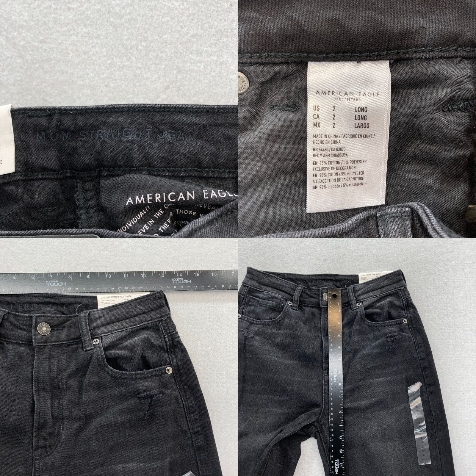 American Eagle Outfitters American Eagle Outfitters Mom Jean Women's 2 Long Black Stretch Denim NWT Comfort Waist Jeans 5-Pocket Slim Tall Boys? Size 26" / US 2 / IT 38 - 8 Thumbnail