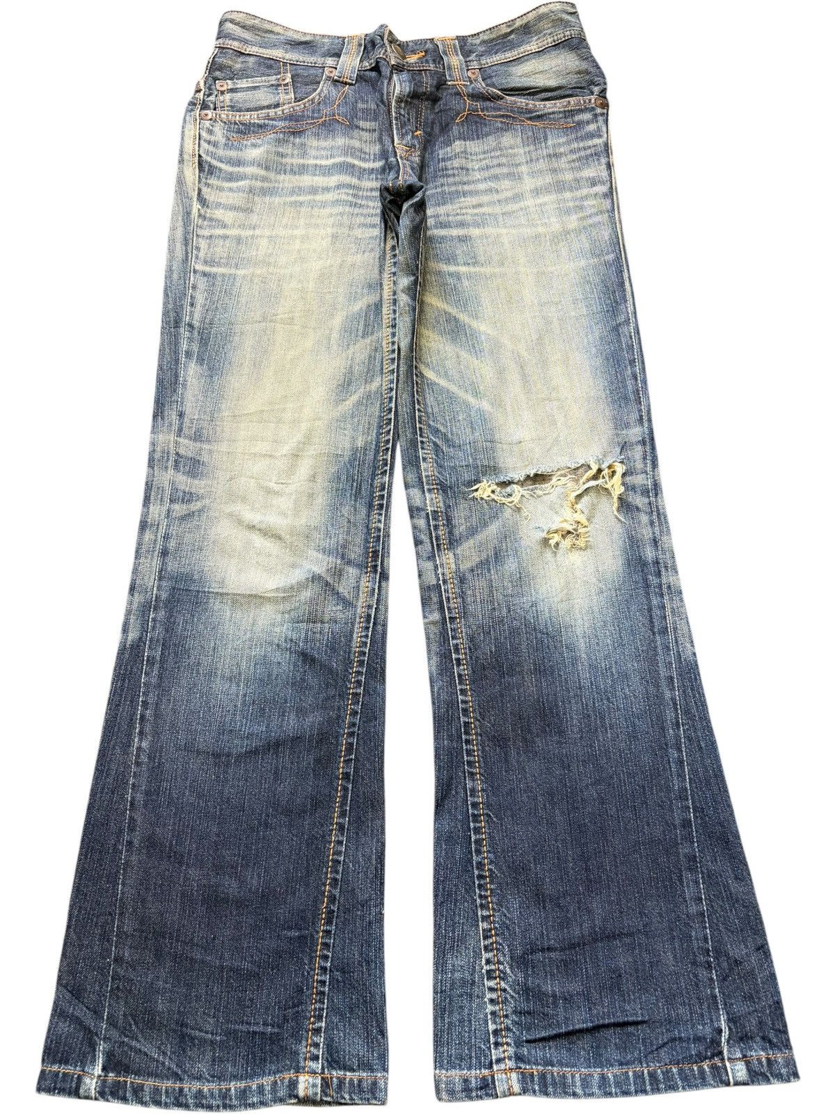Edwin Vintage / Y2K Edwin XV Mud Wash Distress Flare Jeans Size US 30 / EU 46 - 1 Thumbnail