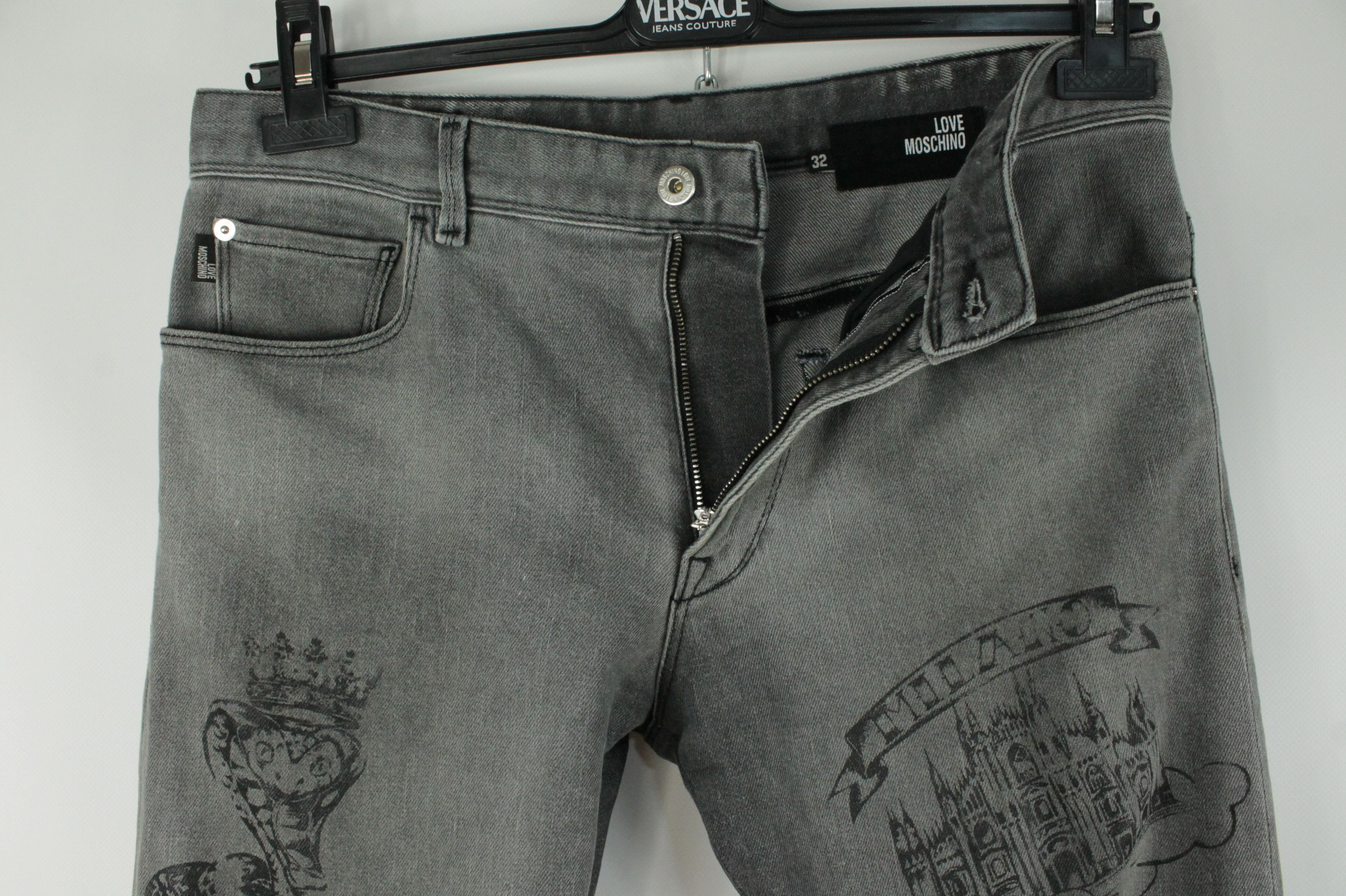 Moschino Love Moschino Pattern Gray Denim Slim Skinny Jeans Size US 32 / EU 48 - 3 Thumbnail
