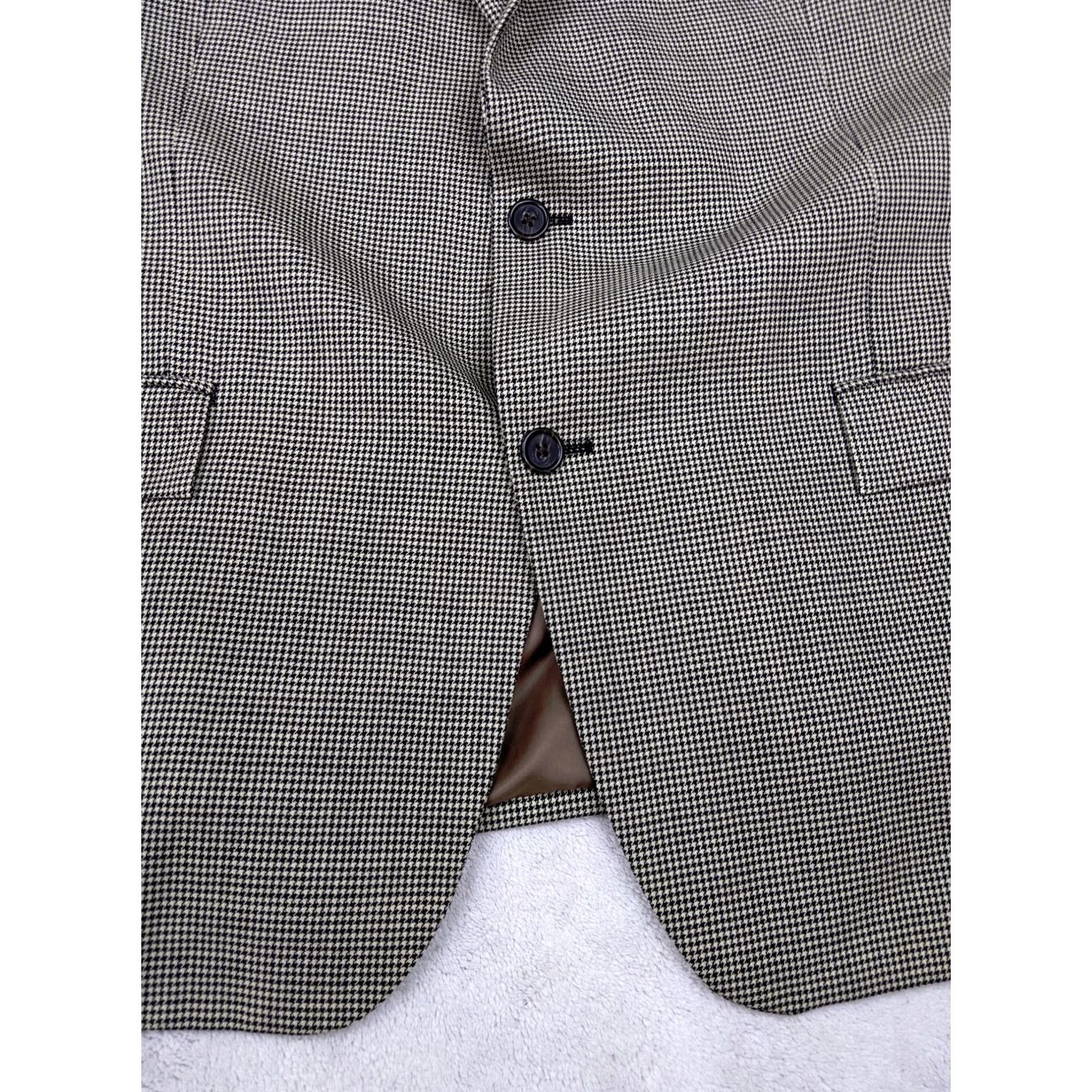 Vintage American Living Blazer Jacket Men 2 Button Houndstooth Wool 100% Notch Lapel Gray 42R Slim Regular Vintage? Size 42R - 3 Thumbnail