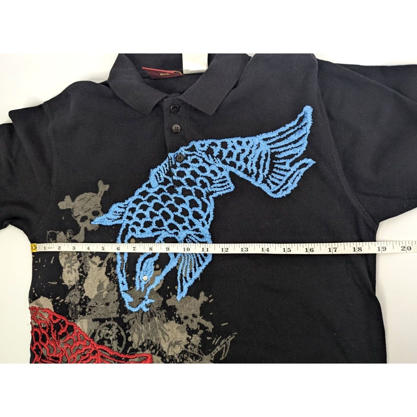 Disney Disney Parks Authentic Polo Black Embroidered Koi Fish Pirates of the Caribbean Polo Men M Short Sleeve Button-Down Collar Cotton Shirt Size US M / EU 48-50 / 2 - 7 Thumbnail