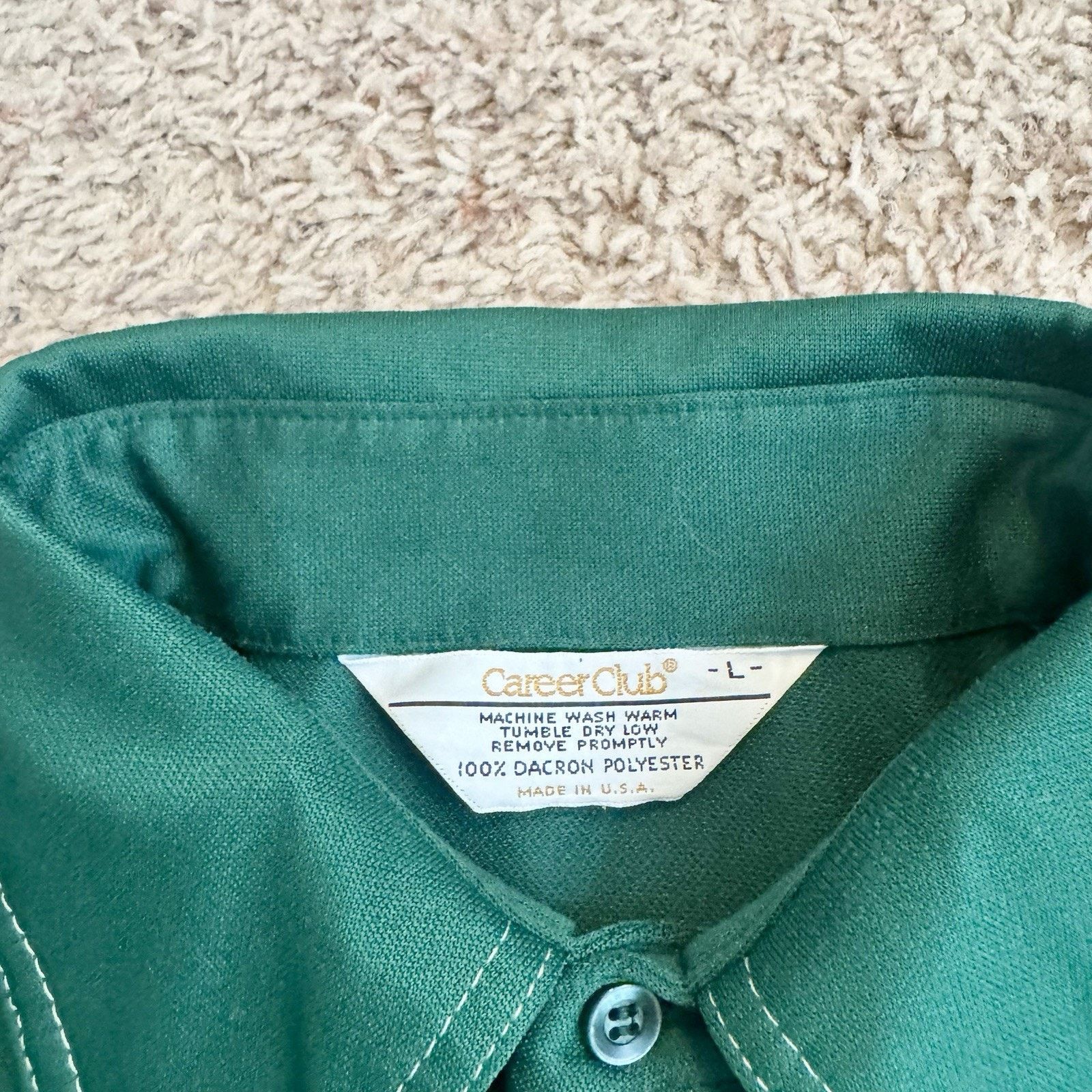 Vintage True Vintage 70s Green Long Sleeve Disco Polo Shirt Large Size US L / EU 52-54 / 3 - 7 Thumbnail