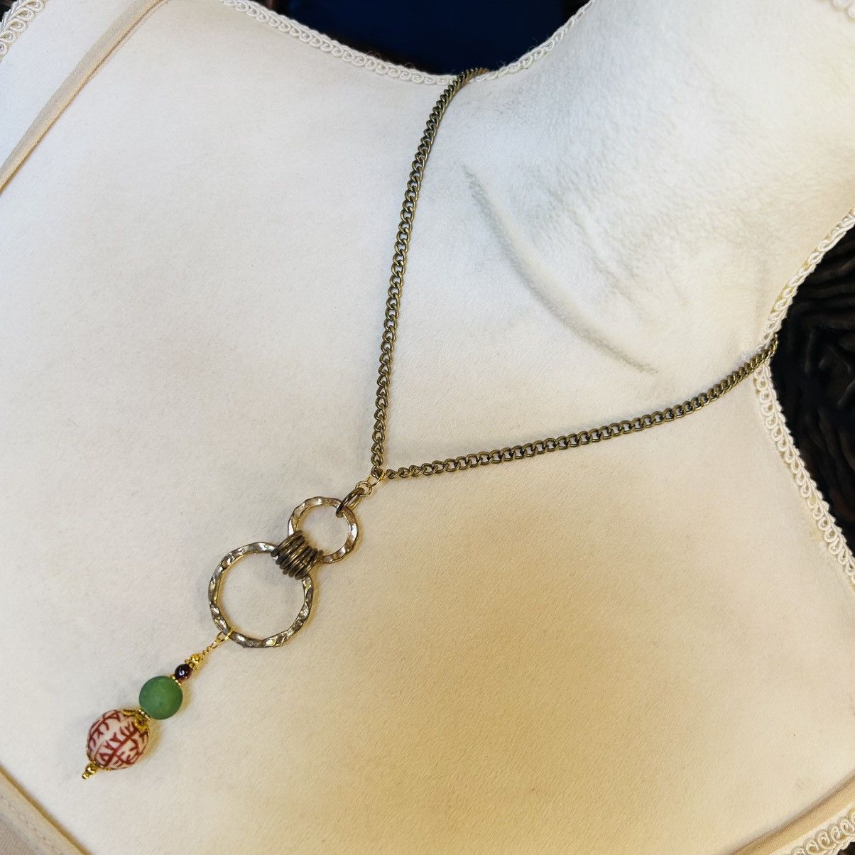 Handmade Handcrafted salvaged brass beaded accent necklace Size ONE SIZE - 1 Thumbnail