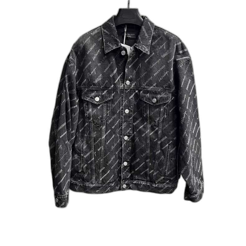 Balenciaga Balenciaga Black Logo Denim Jacket Size US M / EU 48-50 / 2 - 1 Thumbnail