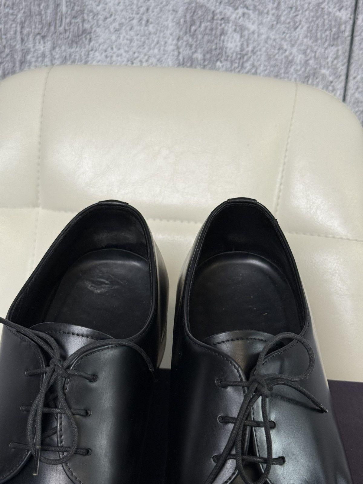 Prada Prada Black Leather Apron Toe Derby Men’s Dress Shoes Italy Size US 11 / EU 44 - 18 Thumbnail