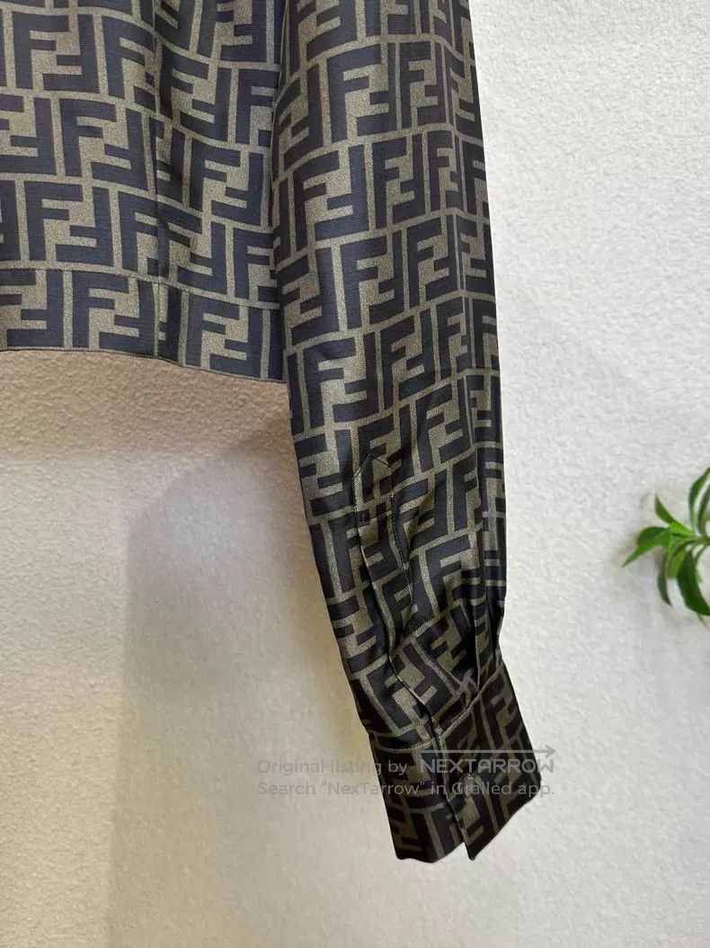 Fendi Fendi Brown Monogram Printed Silk Shirt Size XS / US 0-2 / IT 36-38 - 5 Thumbnail