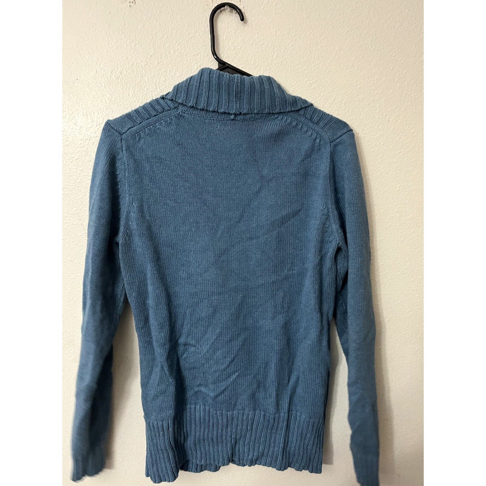Banana Republic VINTAGE Banana Republic Sweater Women Knit Cowl Pullover Light Blue Size L Long Sleeve V-Neck Cotton Blend Womens Size L / US 10 / IT 46 - 2 Thumbnail