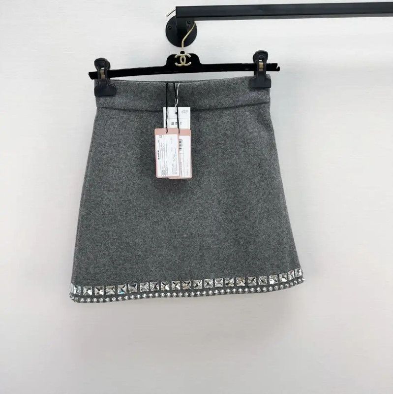 Miu Miu Miu Miu Gray Wool Winter Skirt for Women 0089 Size 23" - 1 Thumbnail