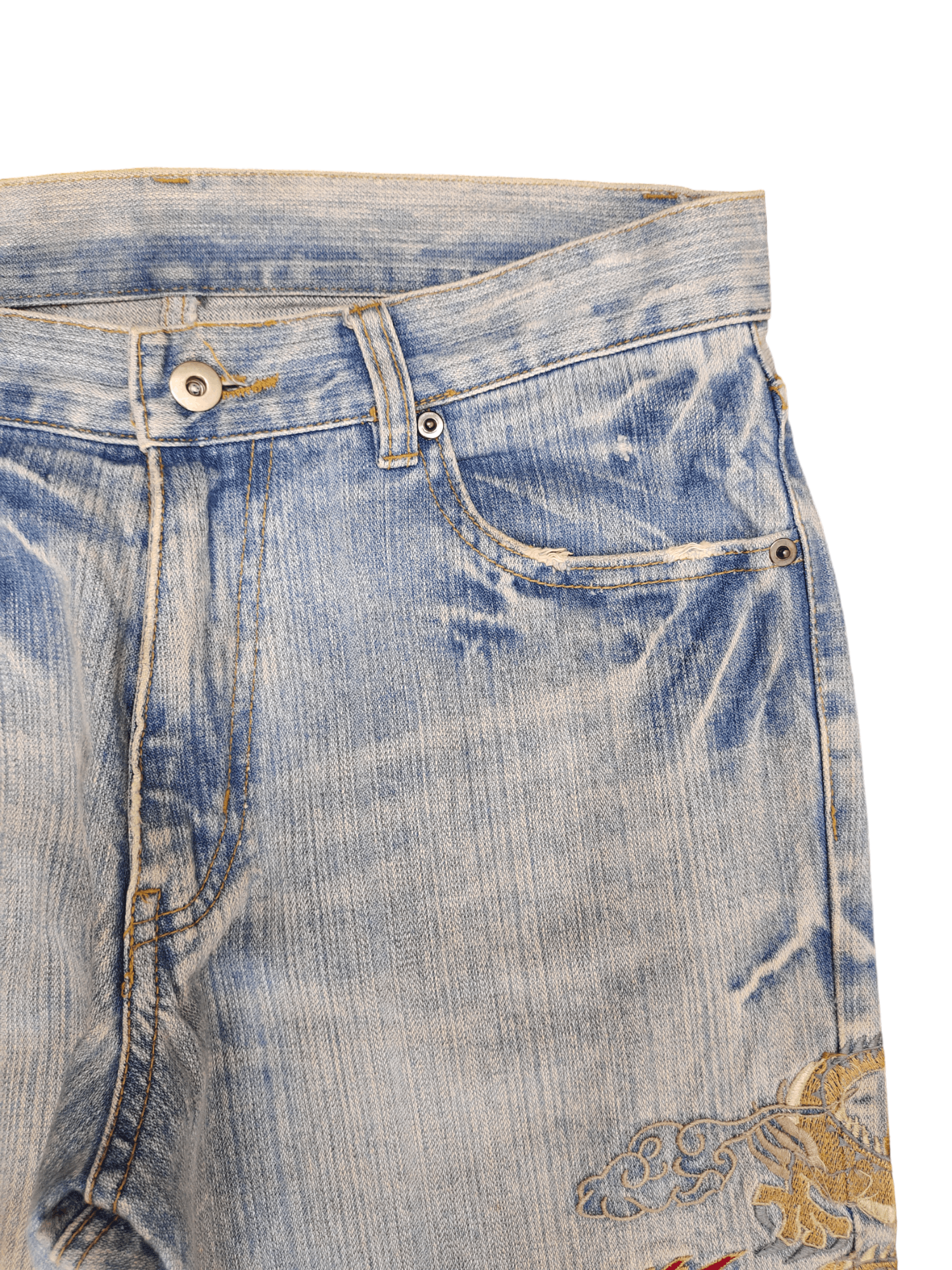 Japanese Brand Japan Sukajan Dragon Distressed Jeans karakuri Tamashi Size US 32 / EU 48 - 4 Thumbnail