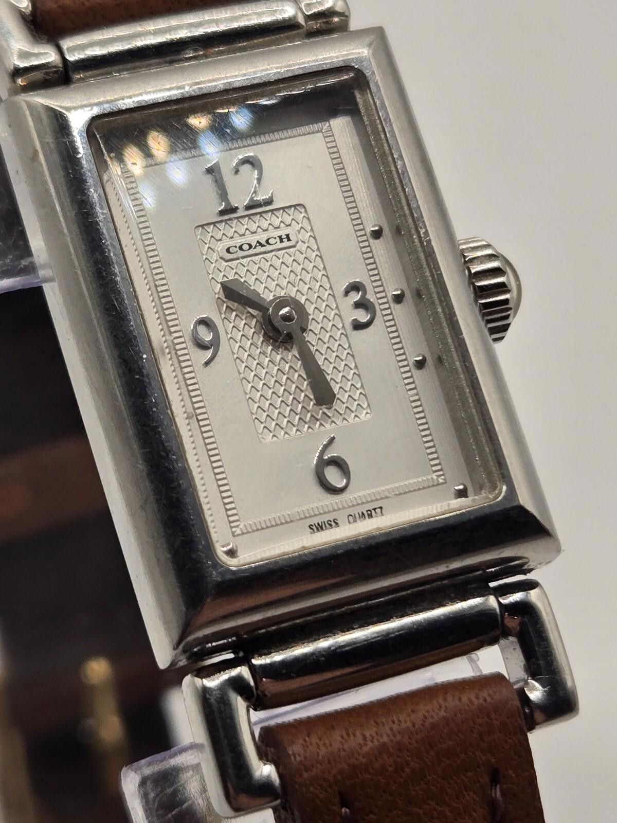Coach Analog Ladies' Tank Watch. New Band in Silver, Women's
