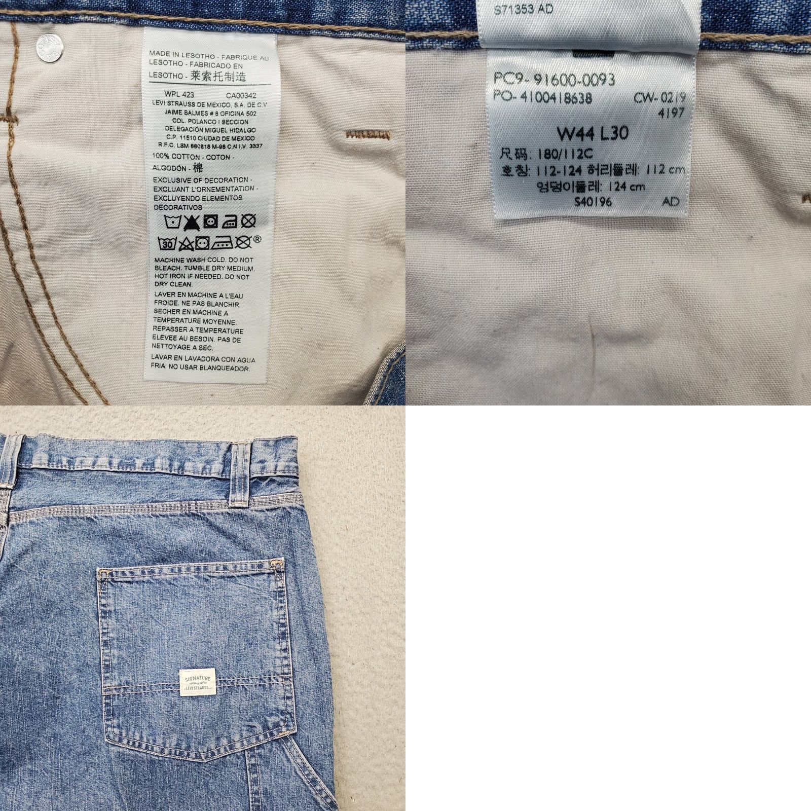Levi's Levi's Mens Jeans 44x30 Blue Denim Carpenter Wide-Leg Slash Pocket 100% Cotton Size 44 Mens Blue Denim Jeans Size US 44 / EU 60 - 8 Thumbnail