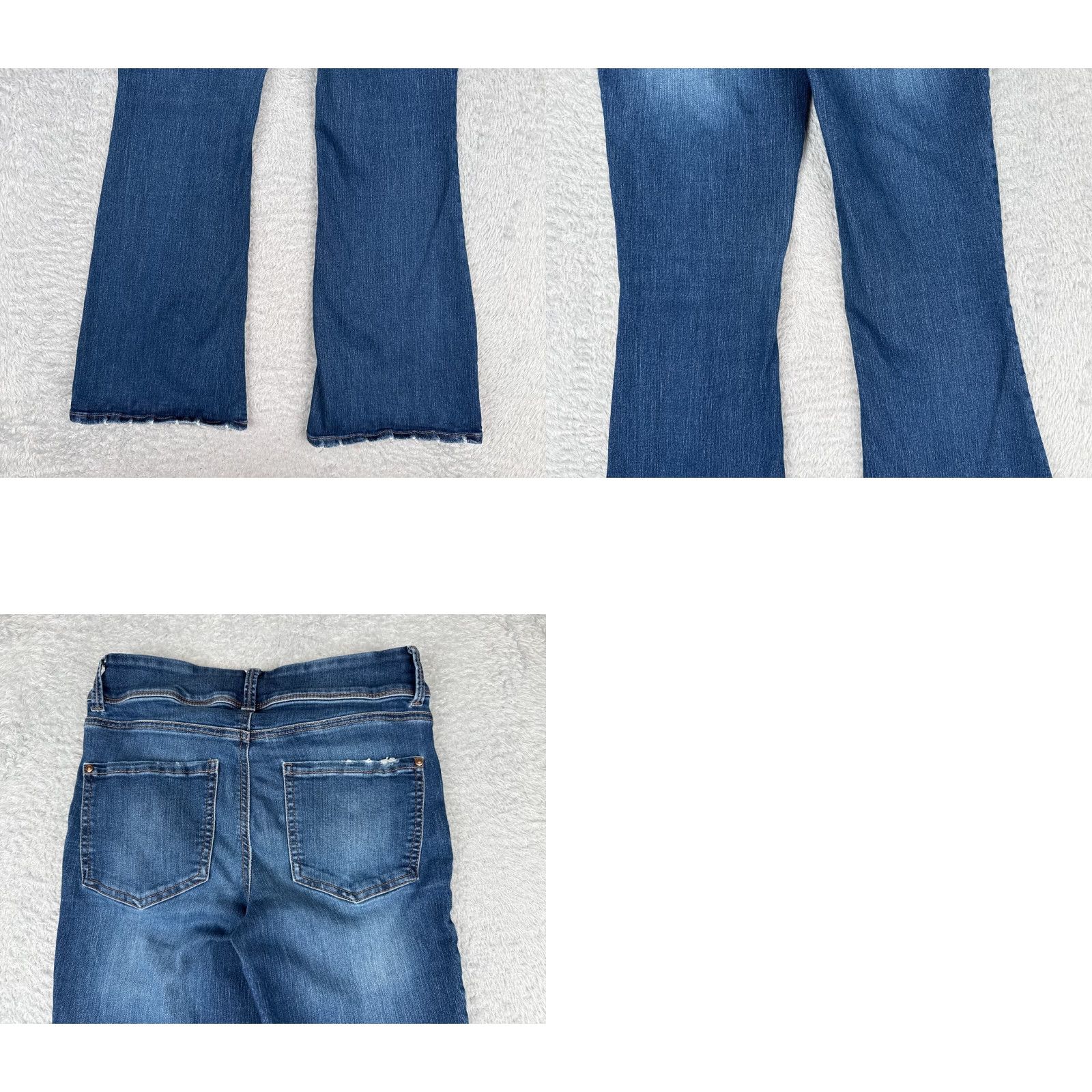 Vintage Maurices Jeans Womens 6 Blue Denim Flared Mid 27x29 5-Pocket Design Distressed Button Zipper Vintage No Size 28" / US 6 / IT 42 - 10 Thumbnail