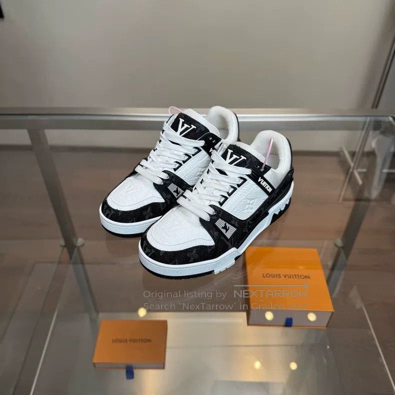 Louis Vuitton Louis Vuitton Trainer 24 New Black and White Denim shoes Size US 5.5 / IT 35.5 - 1 Thumbnail