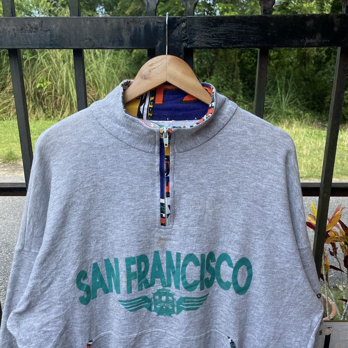 Vintage 🔥Vintage San Franciso Spellout Half Zipper Sweatshirts Size US XL / EU 56 / 4 - 2 Thumbnail