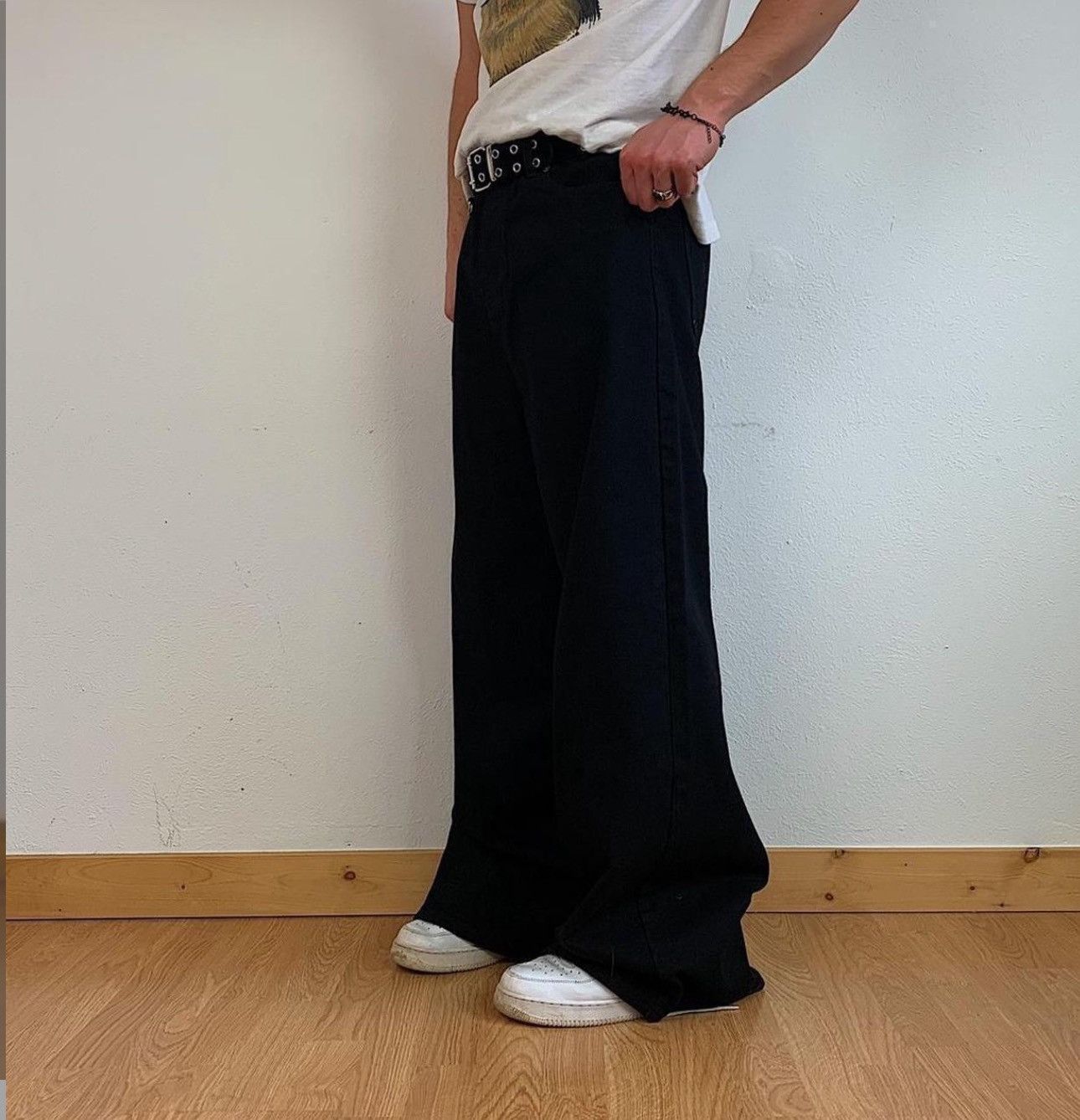 Designer Black Baggy Denim Size US 32 / EU 48 - 3 Thumbnail