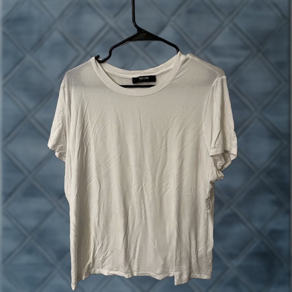Nicole Miller Nicole Miller White Crew Neck Basic T-Shirt XL Women’s Everyday Essential Size XL / US 12-14 / IT 48-50 - 1 Thumbnail