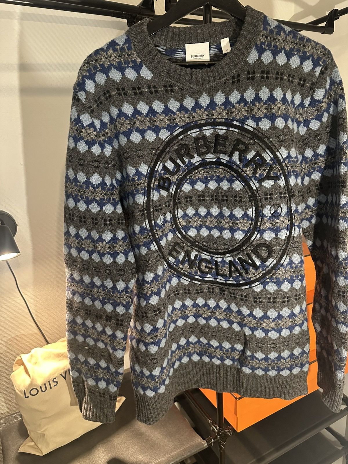 Burberry Burberry Fair Isle Wool Cashmere Logo Sweater M Size US M / EU 48-50 / 2 - 2 Thumbnail