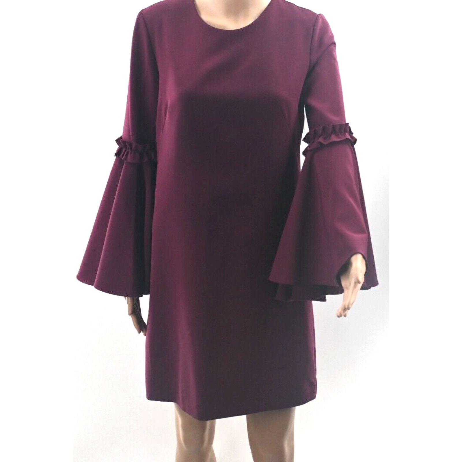 MILLY MILLY Cady Plum Magenta Wide Bell Ruffle Sleeve Mini Dress 4 Size S / US 4 / IT 40 - 1 Thumbnail