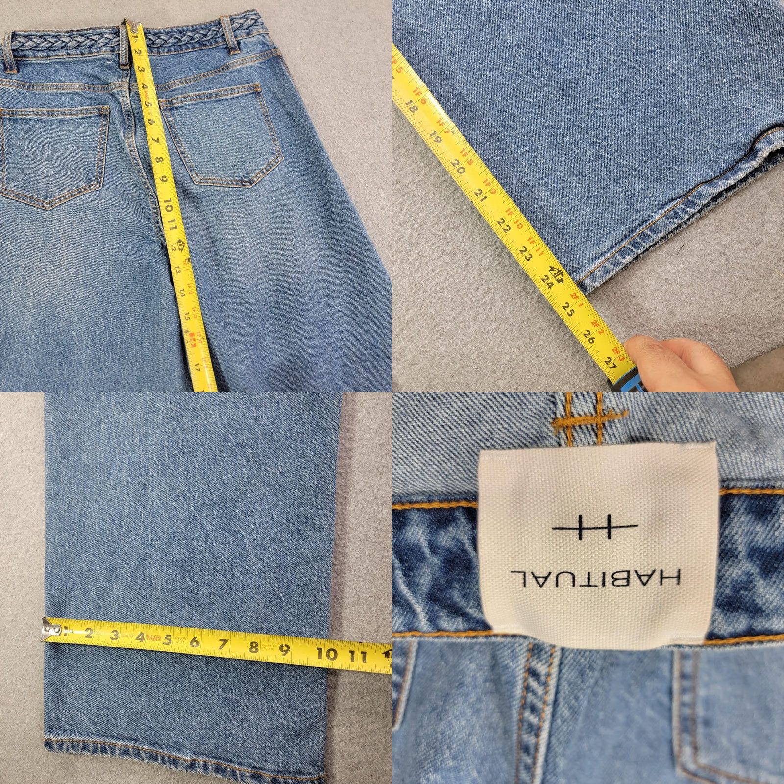 Vintage Habitual Jeans Womens 4/27 Light Wash High Rise Wide Leg Cropped Stretch Denim Size 27" / US 4 / IT 40 - 8 Thumbnail