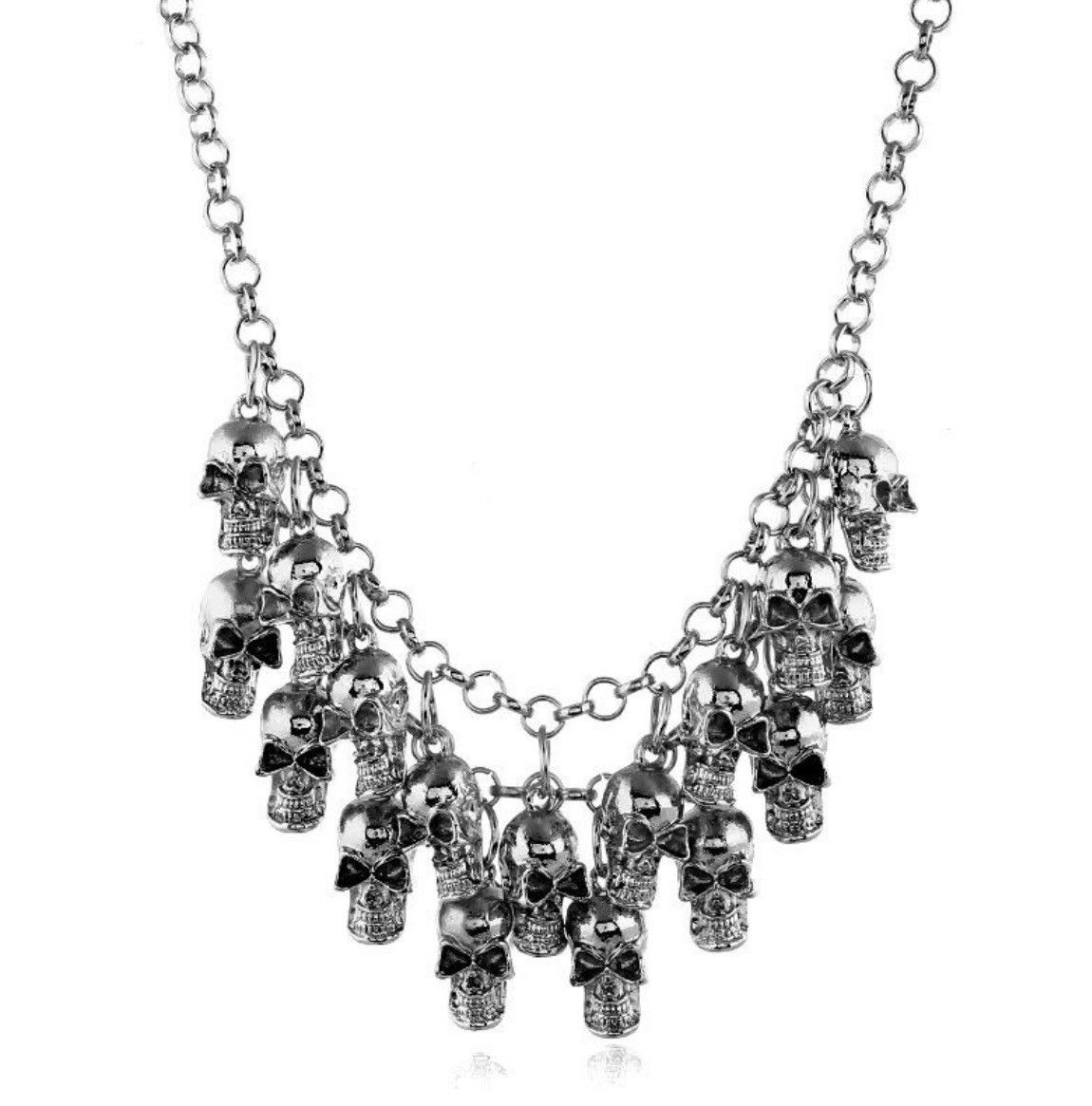 Other Punk Skull Skeleton Layered Chain Necklace Size ONE SIZE - 3 Thumbnail
